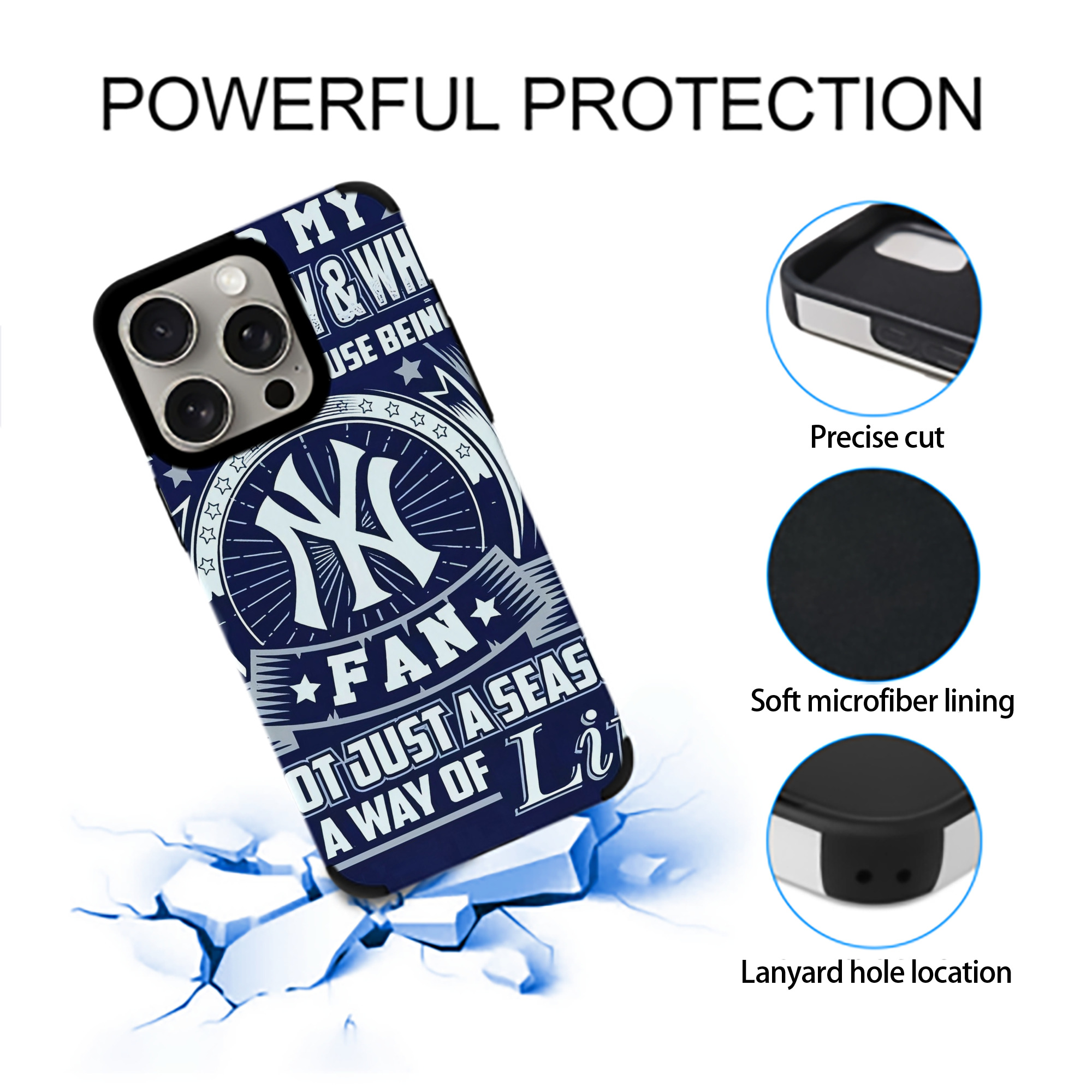 New York Yankees 194 IPhone 15 Pro Max PU Leather Case – Soft Lining, 360° Protection – Precise Fit, 3D Buttons, Easy Charging – Anti-Yellowing, Easy To Clean