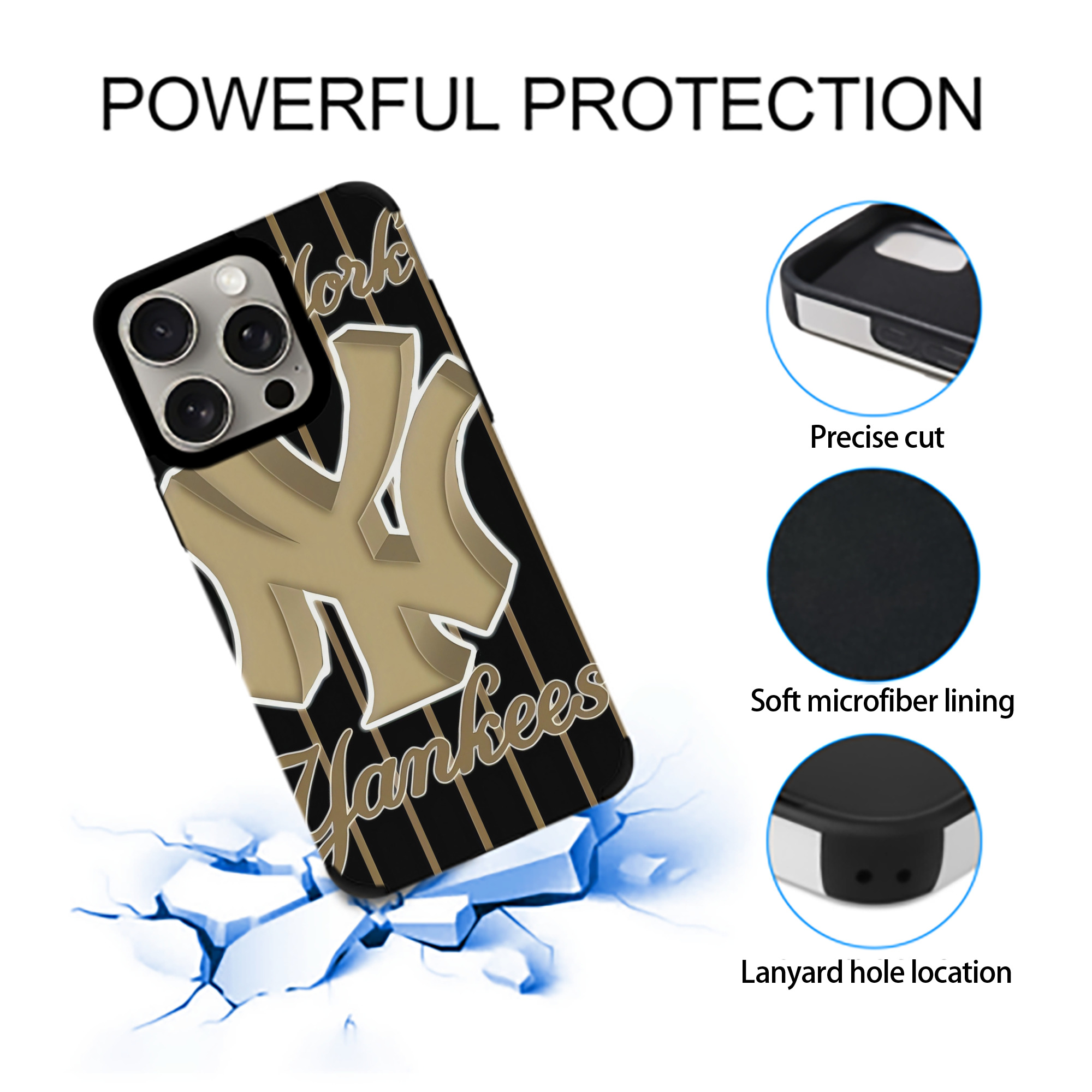 New York Yankees 185 IPhone 15 Pro Max PU Leather Case – Soft Lining, 360° Protection – Precise Fit, 3D Buttons, Easy Charging – Anti-Yellowing, Easy To Clean