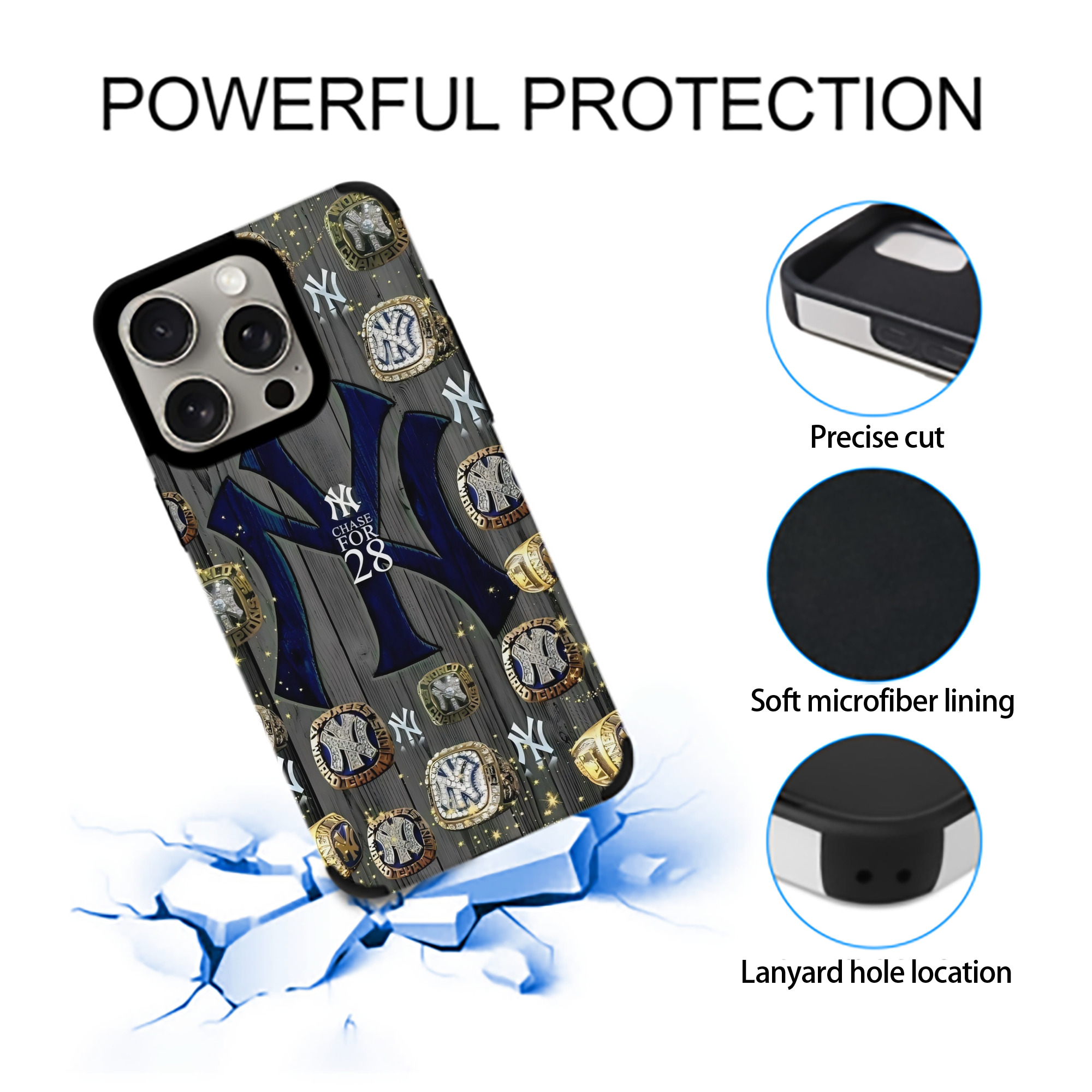 New York Yankees 209 IPhone 15 Pro Max PU Leather Case – Soft Lining, 360° Protection – Precise Fit, 3D Buttons, Easy Charging – Anti-Yellowing, Easy To Clean