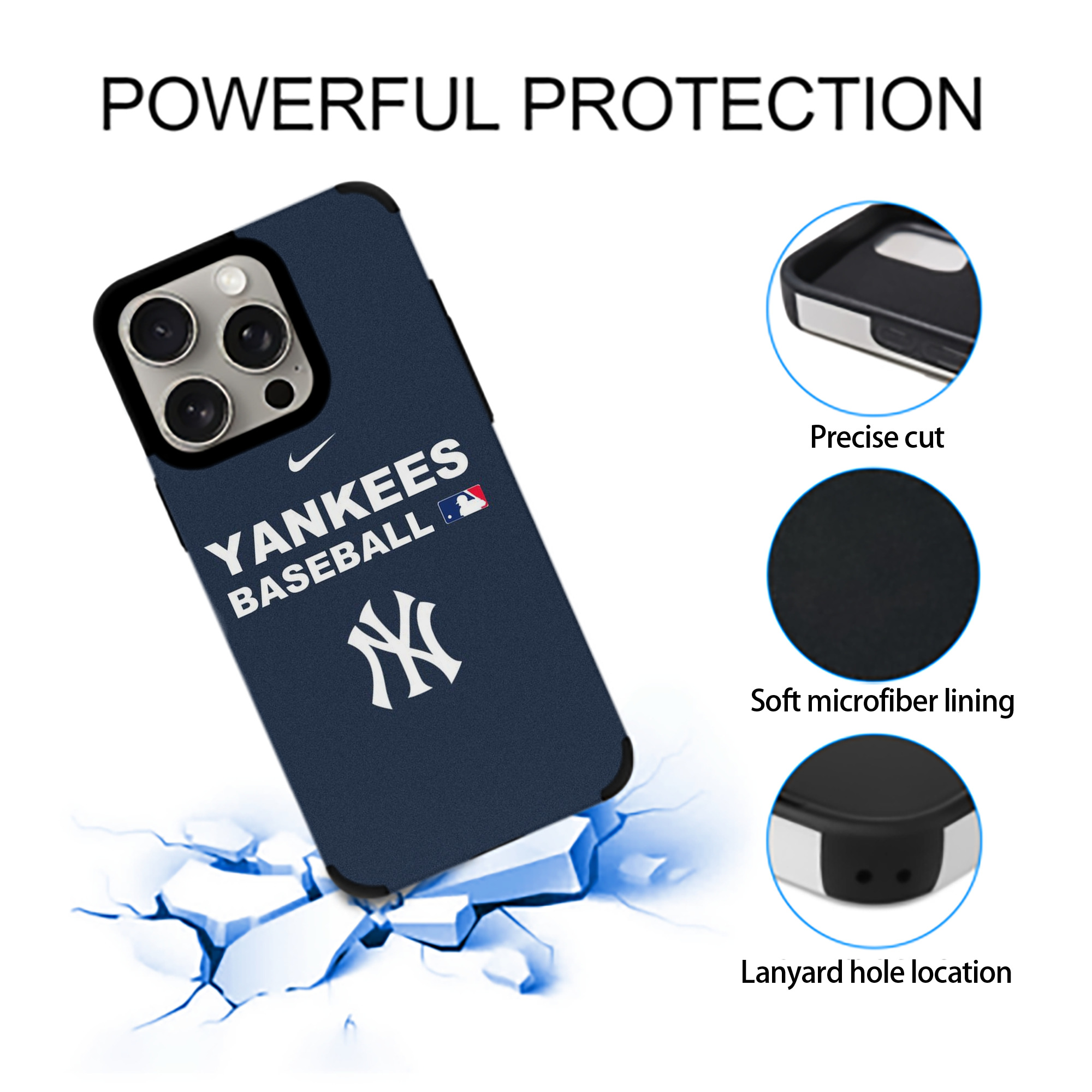 New York Yankees 214 IPhone 15 Pro Max PU Leather Case – Soft Lining, 360° Protection – Precise Fit, 3D Buttons, Easy Charging – Anti-Yellowing, Easy To Clean