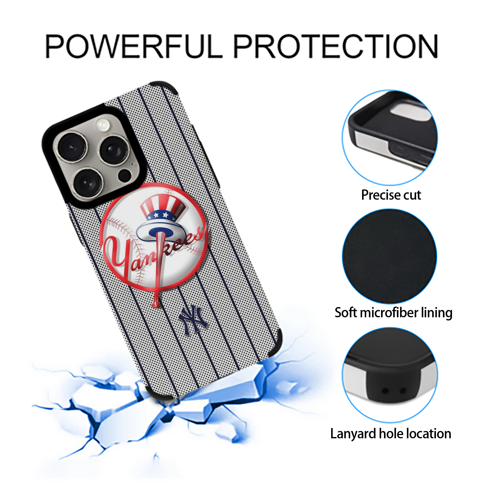 New York Yankees 197 IPhone 15 Pro Max PU Leather Case – Soft Lining, 360° Protection – Precise Fit, 3D Buttons, Easy Charging – Anti-Yellowing, Easy To Clean