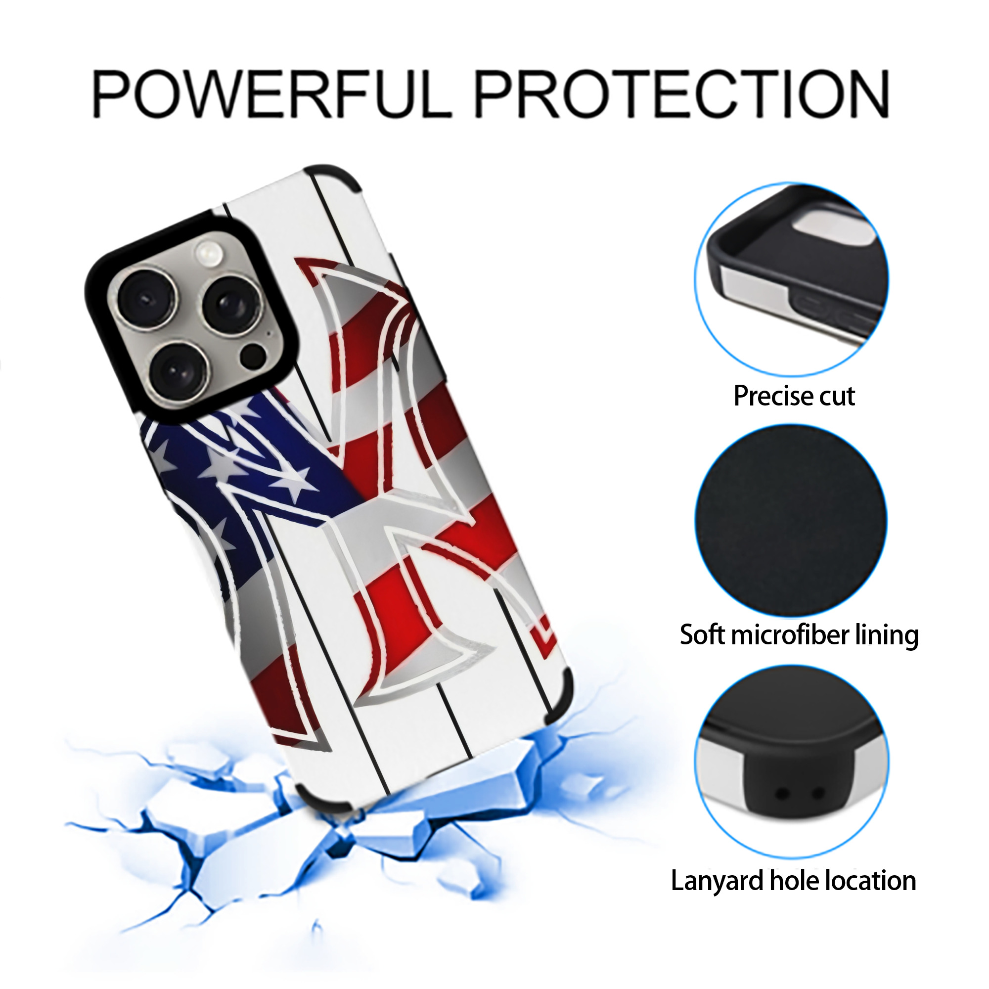 New York Yankees 195 IPhone 15 Pro Max PU Leather Case – Soft Lining, 360° Protection – Precise Fit, 3D Buttons, Easy Charging – Anti-Yellowing, Easy To Clean