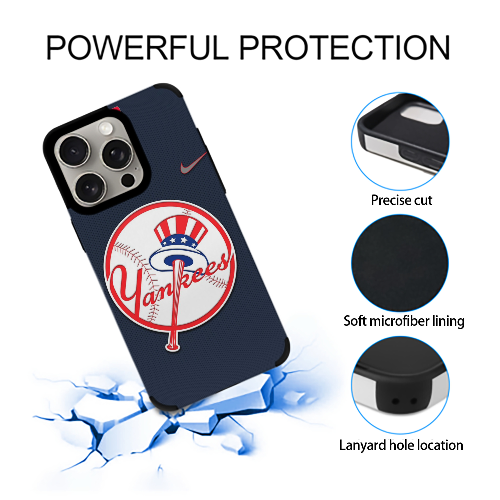 New York Yankees 208 IPhone 15 Pro Max PU Leather Case – Soft Lining, 360° Protection – Precise Fit, 3D Buttons, Easy Charging – Anti-Yellowing, Easy To Clean