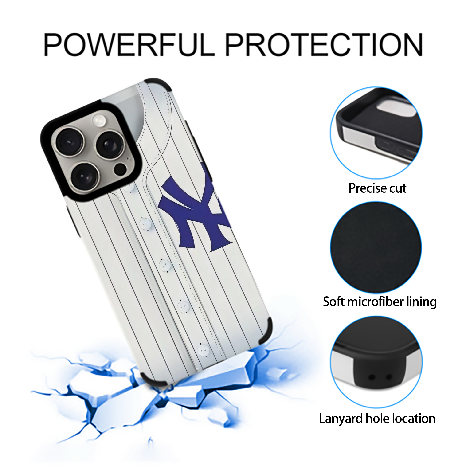 New York Yankees 213 IPhone 15 Pro Max PU Leather Case – Soft Lining, 360° Protection – Precise Fit, 3D Buttons, Easy Charging – Anti-Yellowing, Easy To Clean