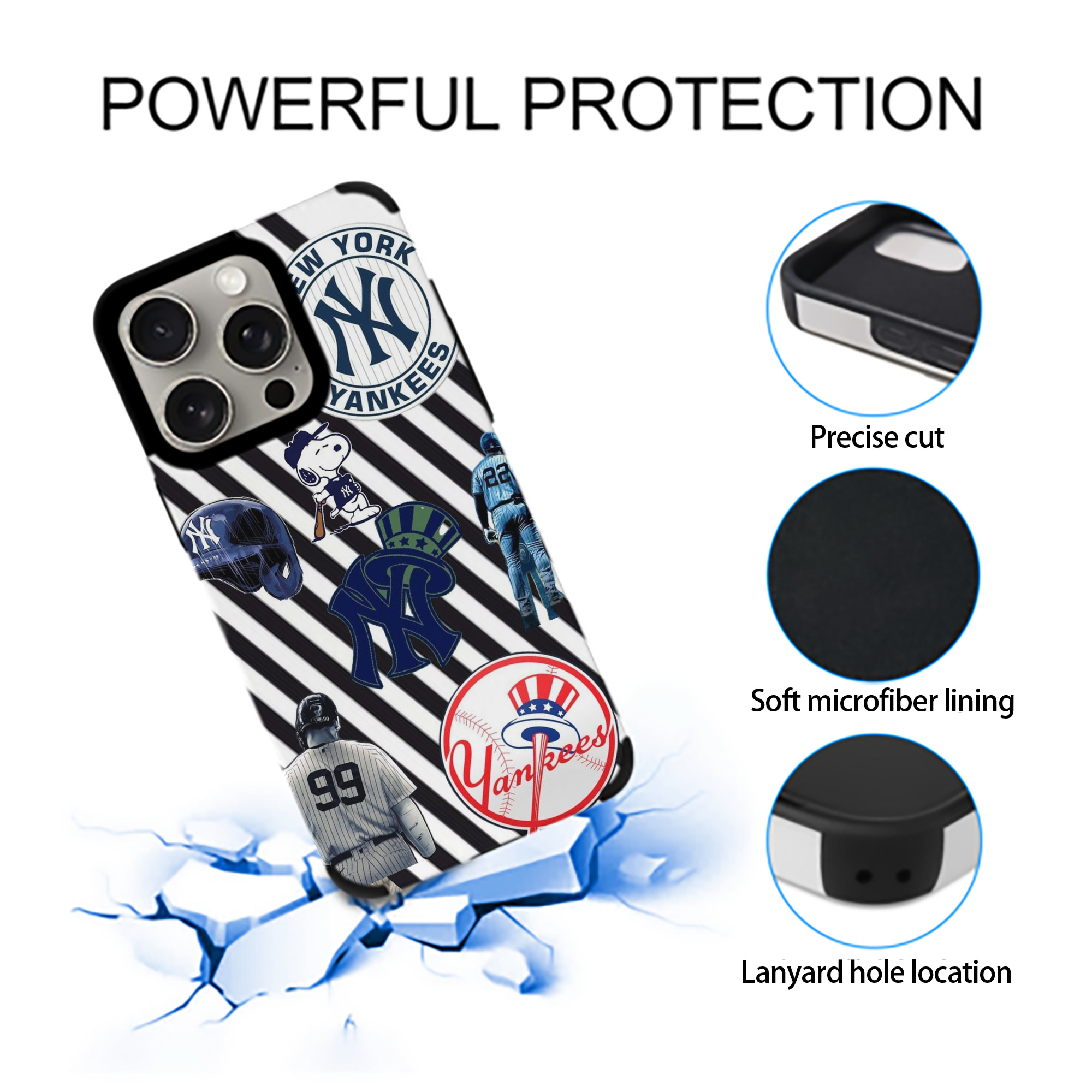 New York Yankees 231 IPhone 15 Pro Max PU Leather Case – Soft Lining, 360° Protection – Precise Fit, 3D Buttons, Easy Charging – Anti-Yellowing, Easy To Clean