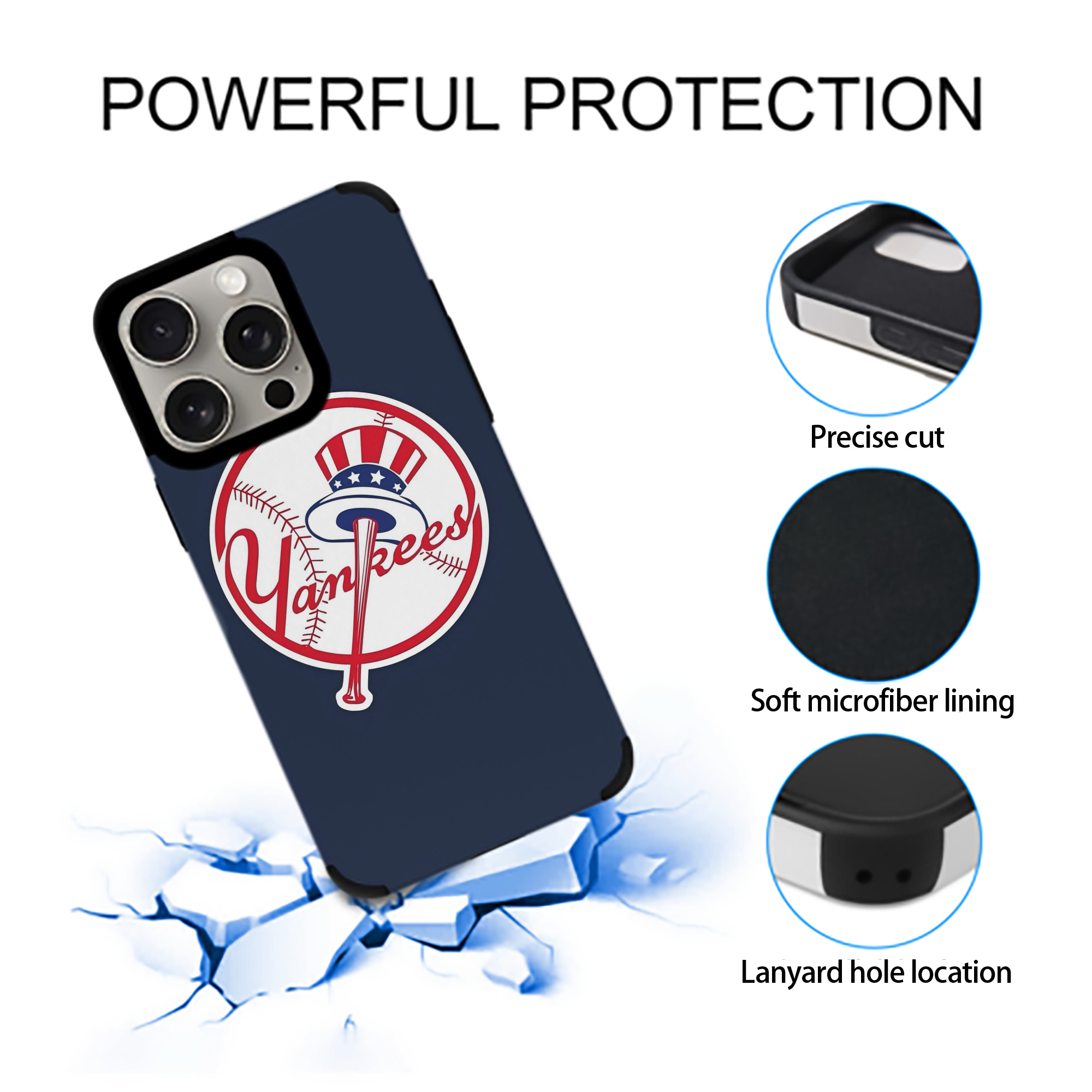 New York Yankees 216 IPhone 15 Pro Max PU Leather Case – Soft Lining, 360° Protection – Precise Fit, 3D Buttons, Easy Charging – Anti-Yellowing, Easy To Clean