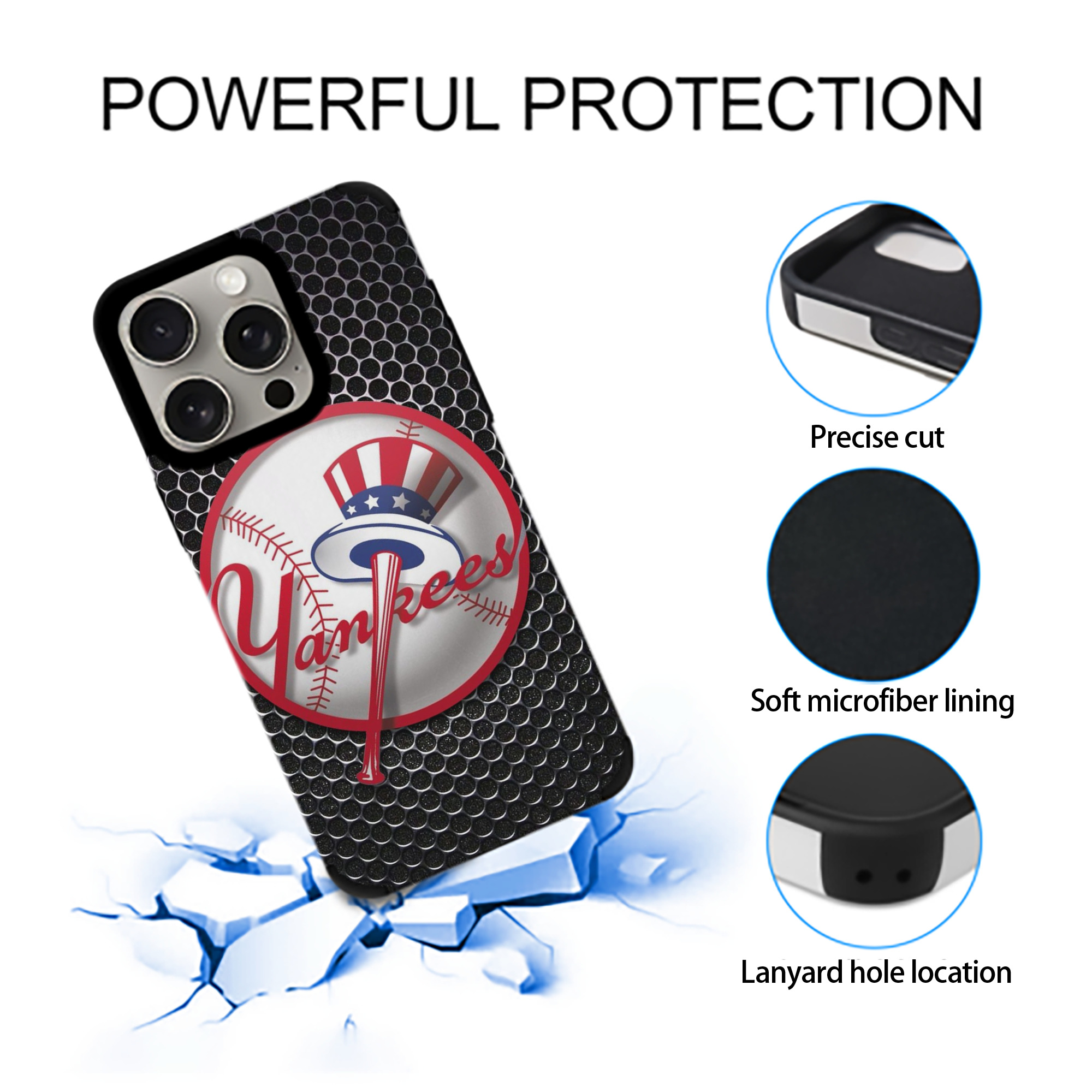 New York Yankees 221 IPhone 15 Pro Max PU Leather Case – Soft Lining, 360° Protection – Precise Fit, 3D Buttons, Easy Charging – Anti-Yellowing, Easy To Clean