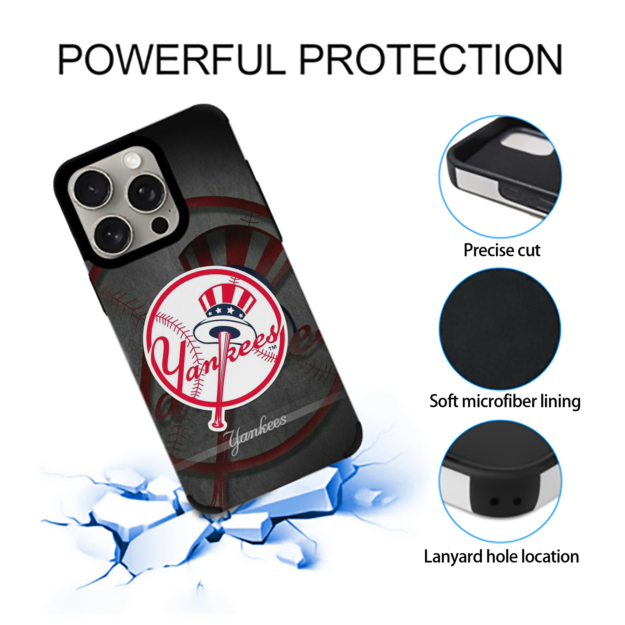 New York Yankees 228 IPhone 15 Pro Max PU Leather Case – Soft Lining, 360° Protection – Precise Fit, 3D Buttons, Easy Charging – Anti-Yellowing, Easy To Clean