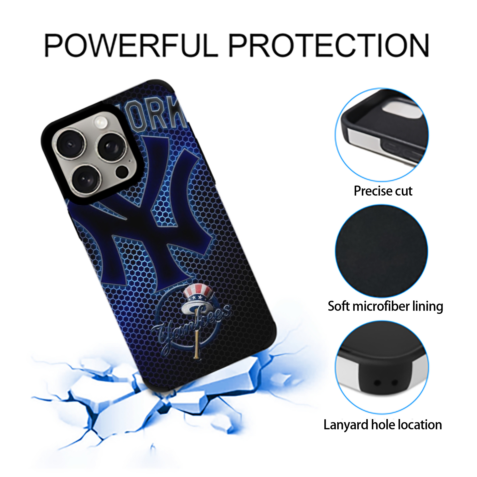 New York Yankees 319 IPhone 15 Pro Max PU Leather Case – Soft Lining, 360° Protection – Precise Fit, 3D Buttons, Easy Charging – Anti-Yellowing, Easy To Clean