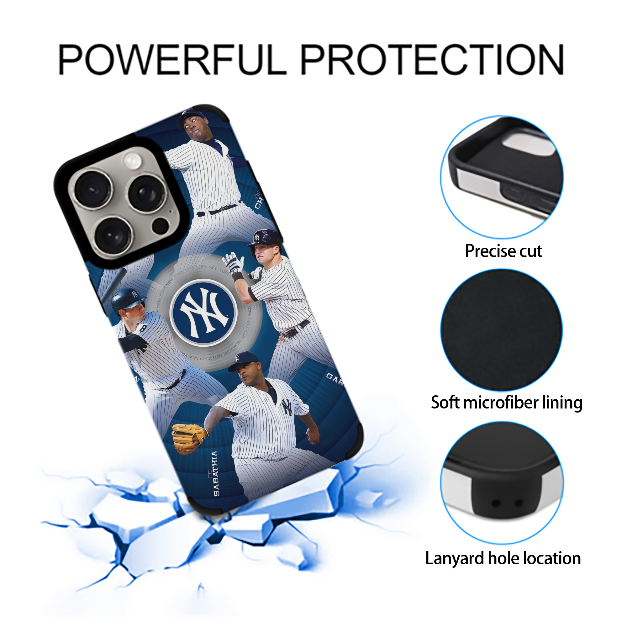 New York Yankees 222 IPhone 15 Pro Max PU Leather Case – Soft Lining, 360° Protection – Precise Fit, 3D Buttons, Easy Charging – Anti-Yellowing, Easy To Clean