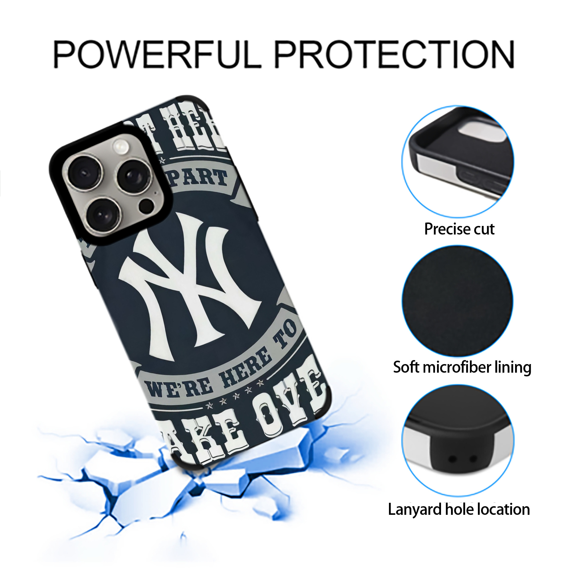 New York Yankees 302 IPhone 15 Pro Max PU Leather Case – Soft Lining, 360° Protection – Precise Fit, 3D Buttons, Easy Charging – Anti-Yellowing, Easy To Clean