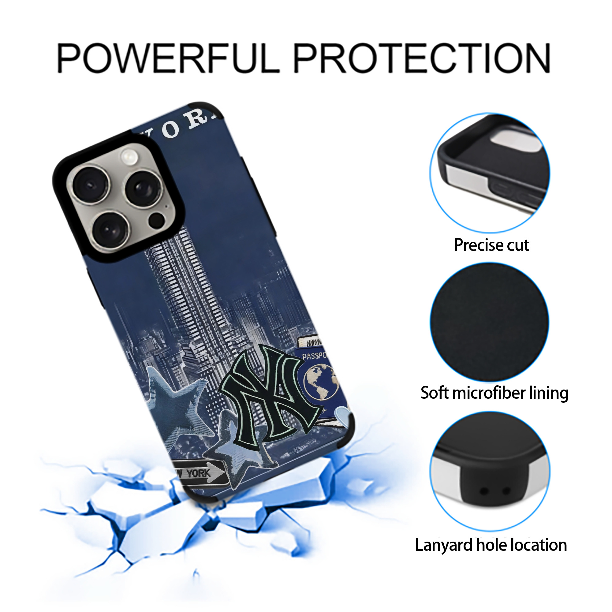 New York Yankees 331 IPhone 15 Pro Max PU Leather Case – Soft Lining, 360° Protection – Precise Fit, 3D Buttons, Easy Charging – Anti-Yellowing, Easy To Clean