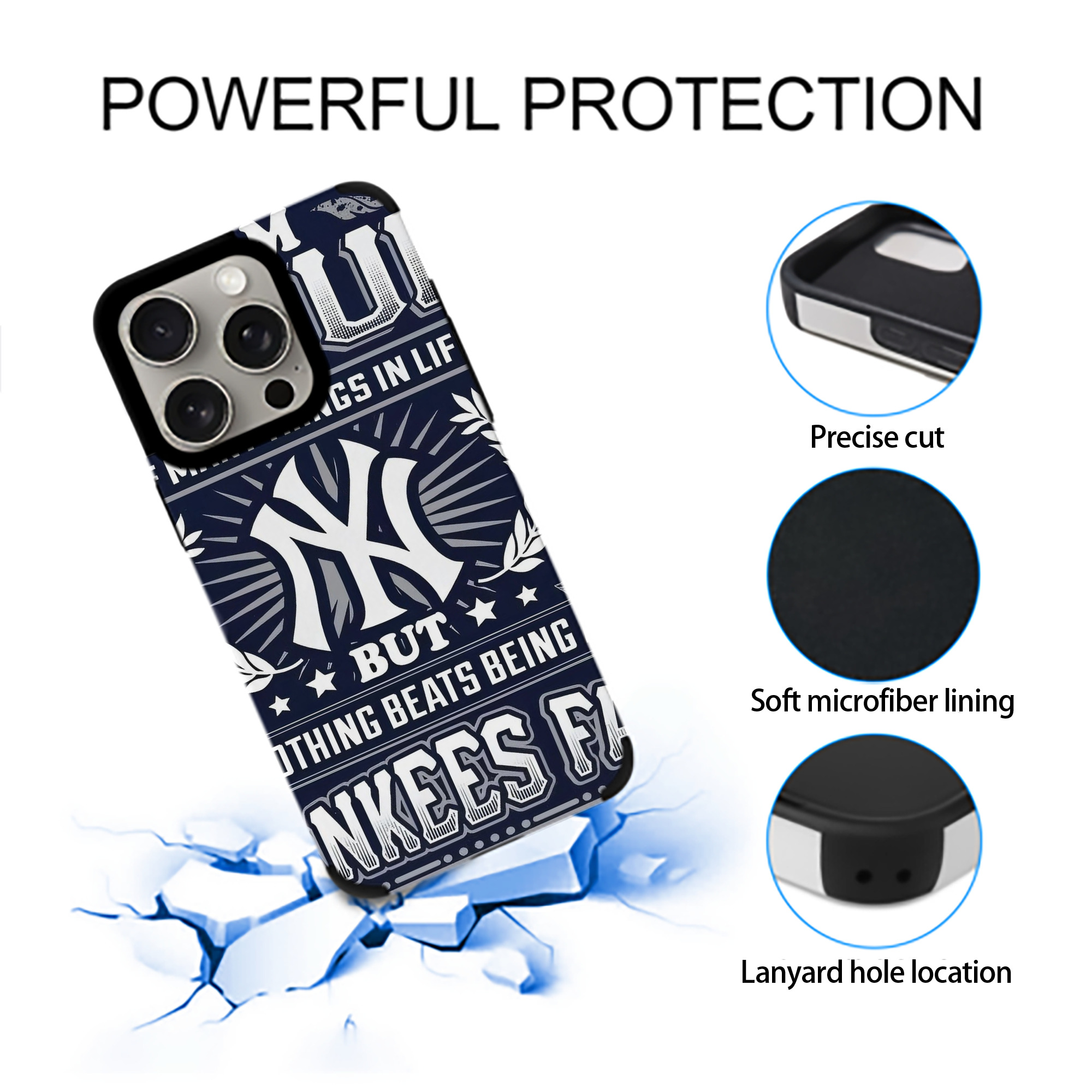 New York Yankees 301 IPhone 15 Pro Max PU Leather Case – Soft Lining, 360° Protection – Precise Fit, 3D Buttons, Easy Charging – Anti-Yellowing, Easy To Clean