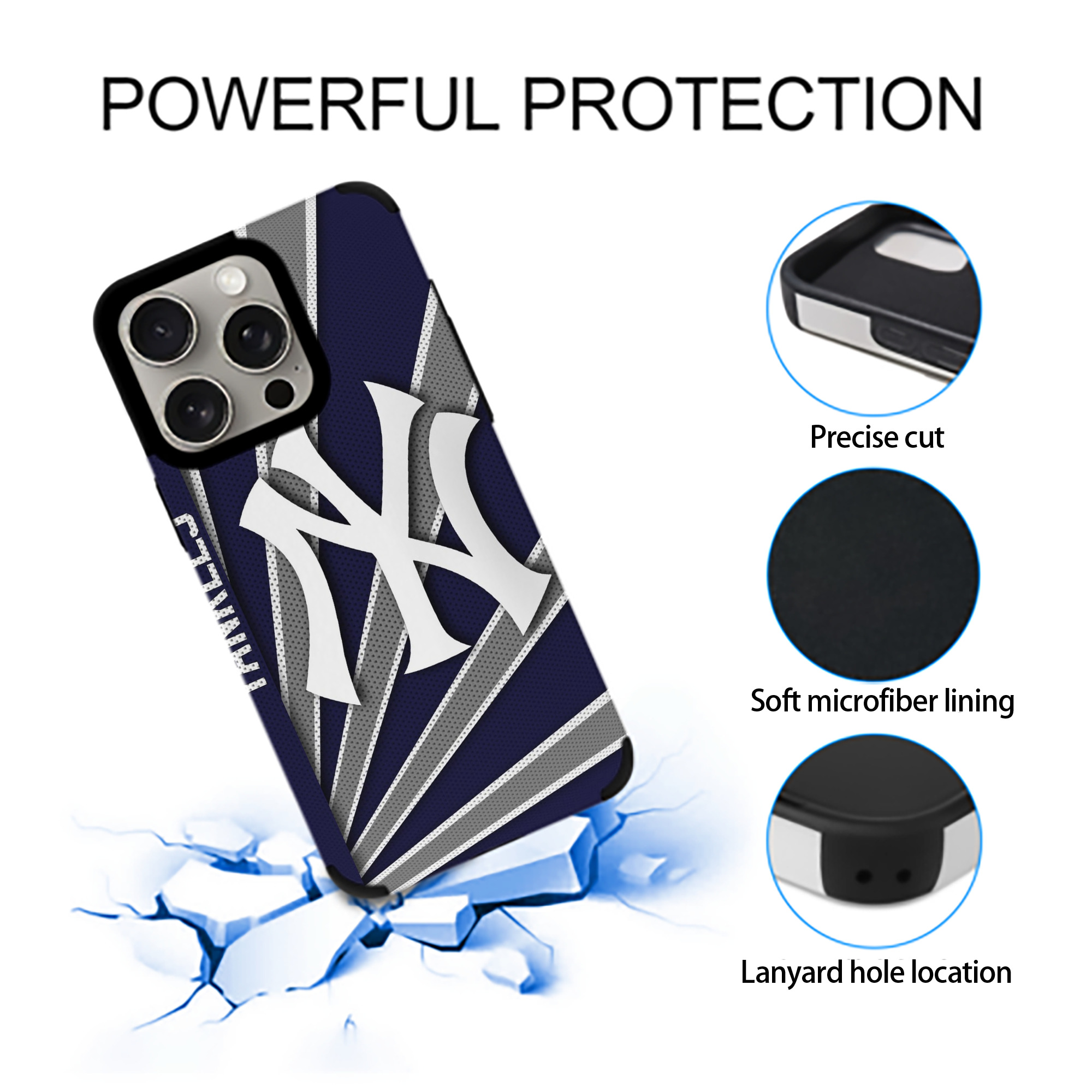 New York Yankees 321 IPhone 15 Pro Max PU Leather Case – Soft Lining, 360° Protection – Precise Fit, 3D Buttons, Easy Charging – Anti-Yellowing, Easy To Clean