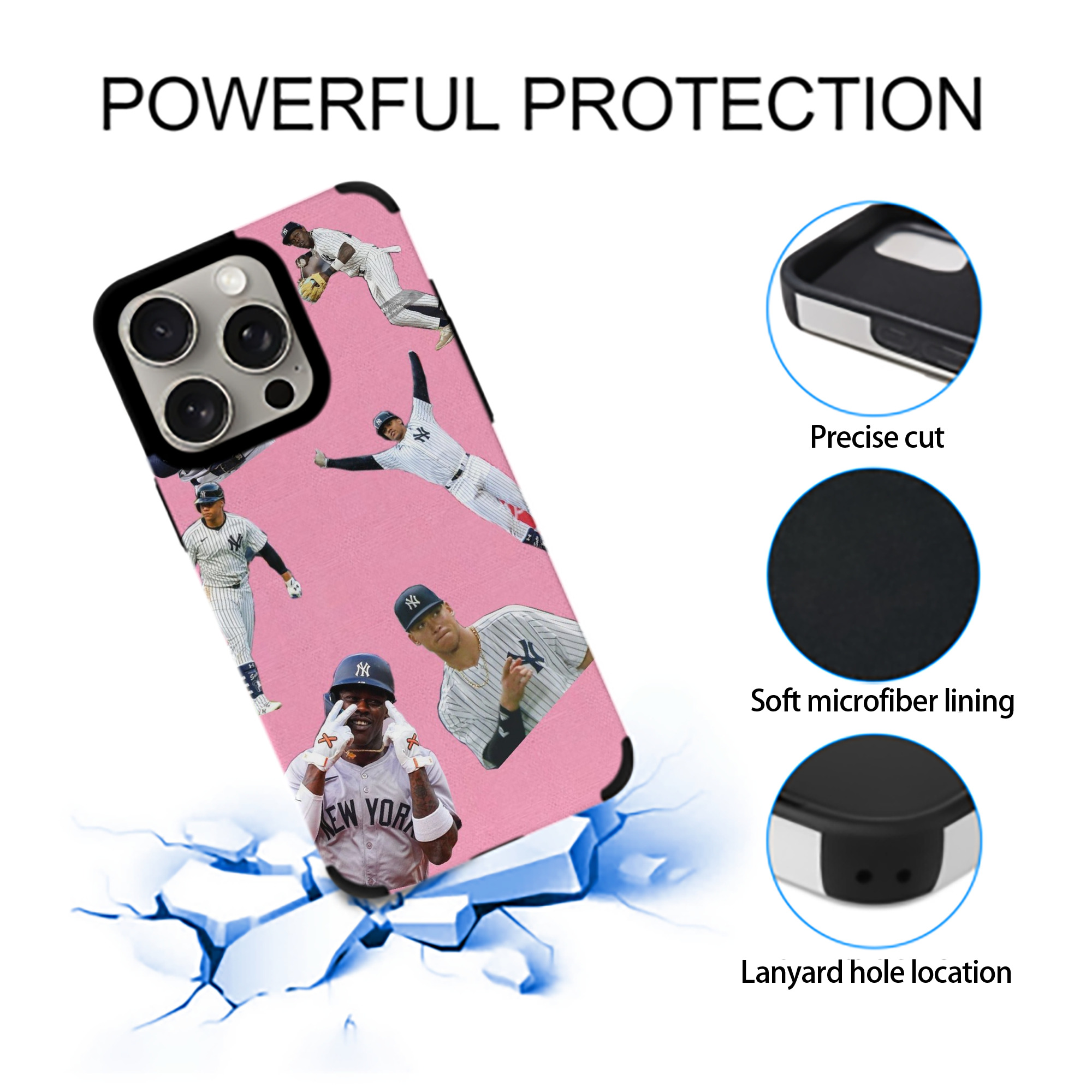 New York Yankees 323 IPhone 15 Pro Max PU Leather Case – Soft Lining, 360° Protection – Precise Fit, 3D Buttons, Easy Charging – Anti-Yellowing, Easy To Clean