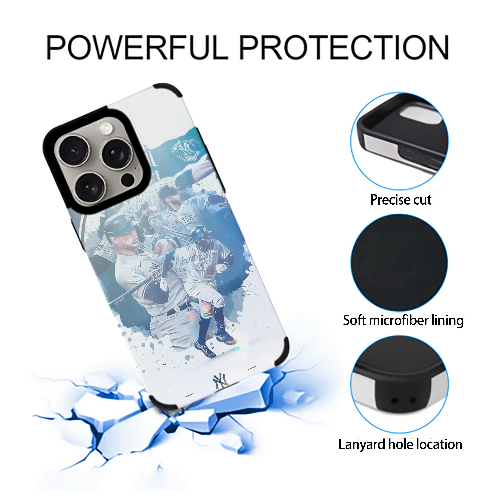 New York Yankees 329 IPhone 15 Pro Max PU Leather Case – Soft Lining, 360° Protection – Precise Fit, 3D Buttons, Easy Charging – Anti-Yellowing, Easy To Clean