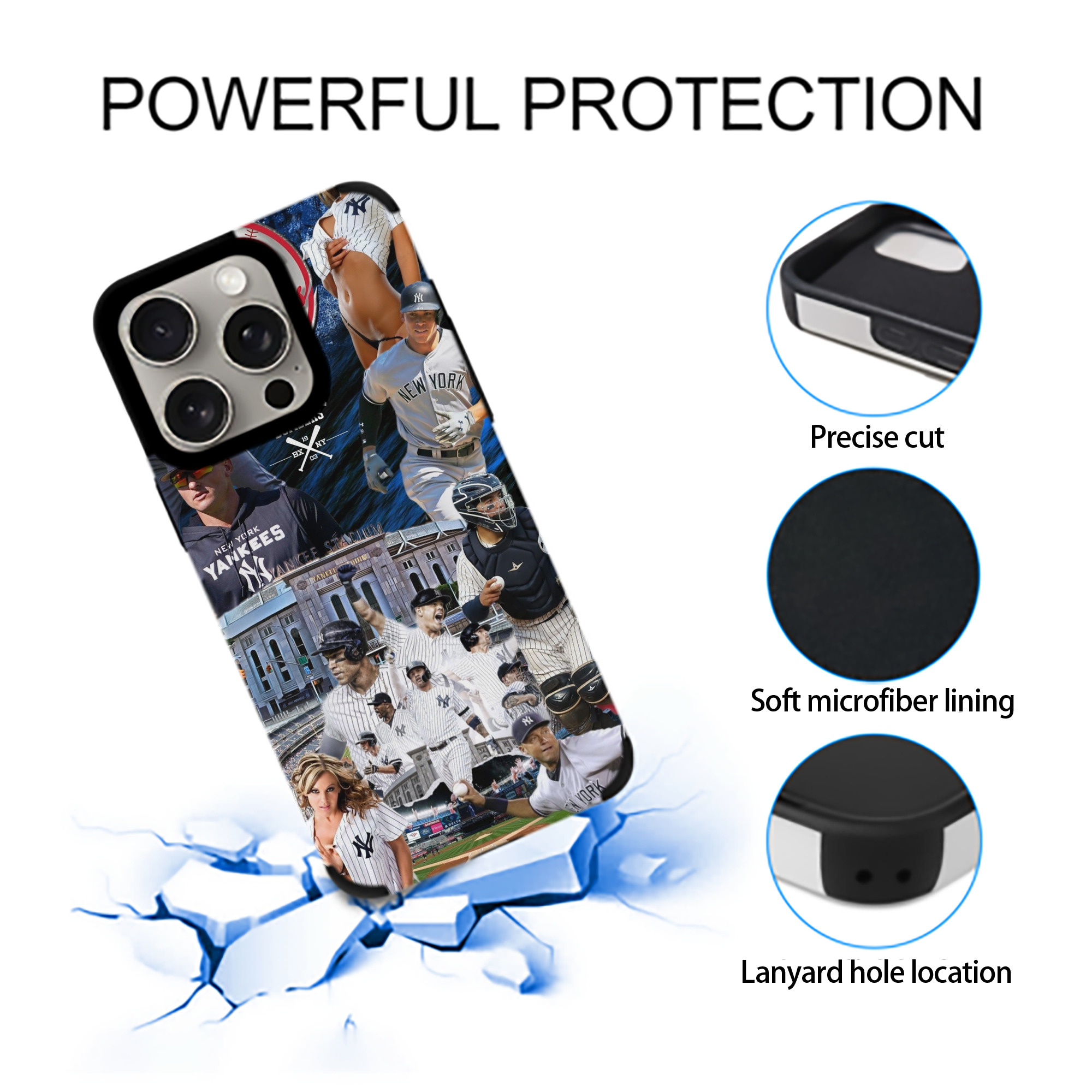 New York Yankees 336 IPhone 15 Pro Max PU Leather Case – Soft Lining, 360° Protection – Precise Fit, 3D Buttons, Easy Charging – Anti-Yellowing, Easy To Clean