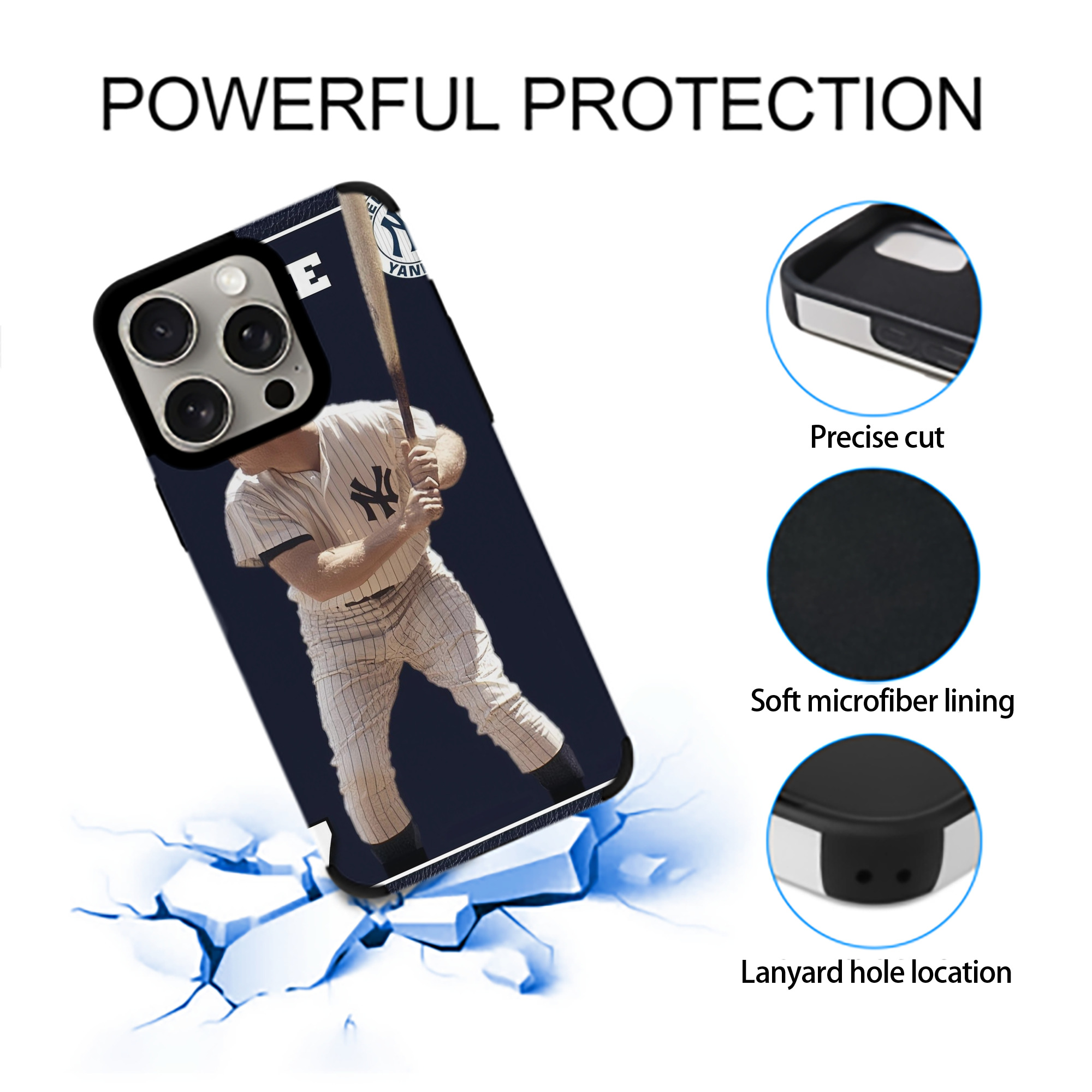 New York Yankees 344 IPhone 15 Pro Max PU Leather Case – Soft Lining, 360° Protection – Precise Fit, 3D Buttons, Easy Charging – Anti-Yellowing, Easy To Clean