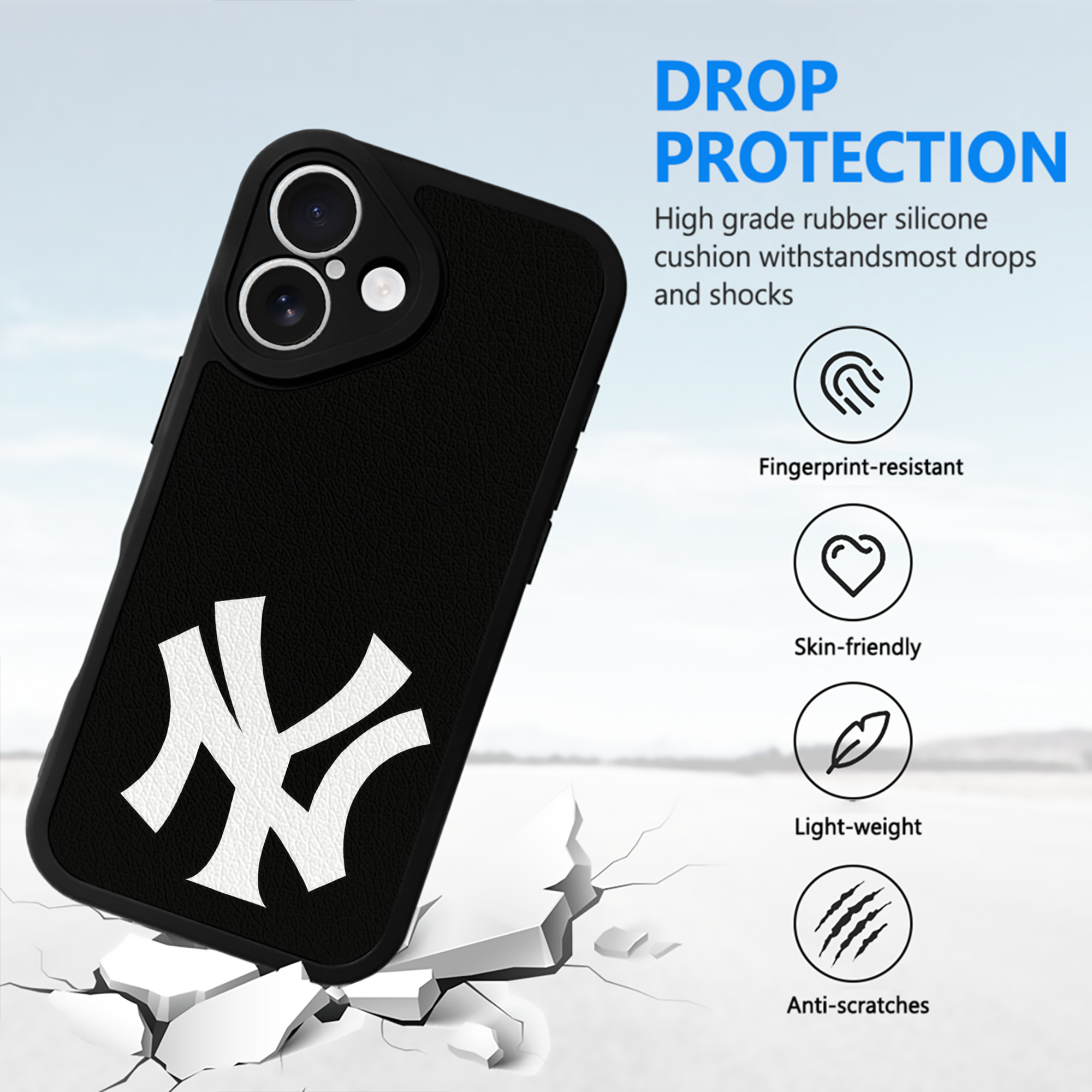 New York Yankees 115 IPhone 16 Silicone Leather Case – UV Print, Lambskin Texture – Perfect Fit, Wireless Charging Compatible, Scratch Resistant, Precise Cutouts – Stylish Protection For IPhone 16