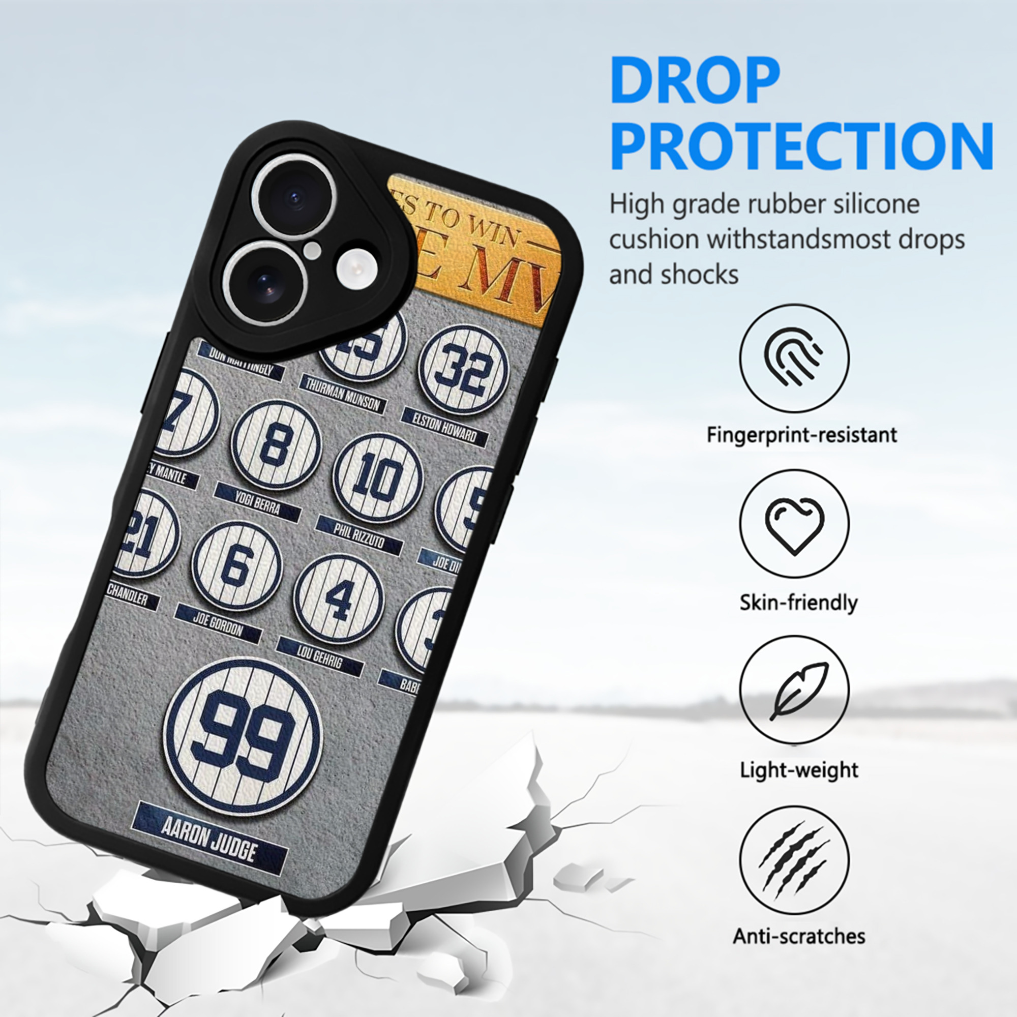 New York Yankees 107 IPhone 16 Silicone Leather Case – UV Print, Lambskin Texture – Perfect Fit, Wireless Charging Compatible, Scratch Resistant, Precise Cutouts – Stylish Protection For IPhone 16