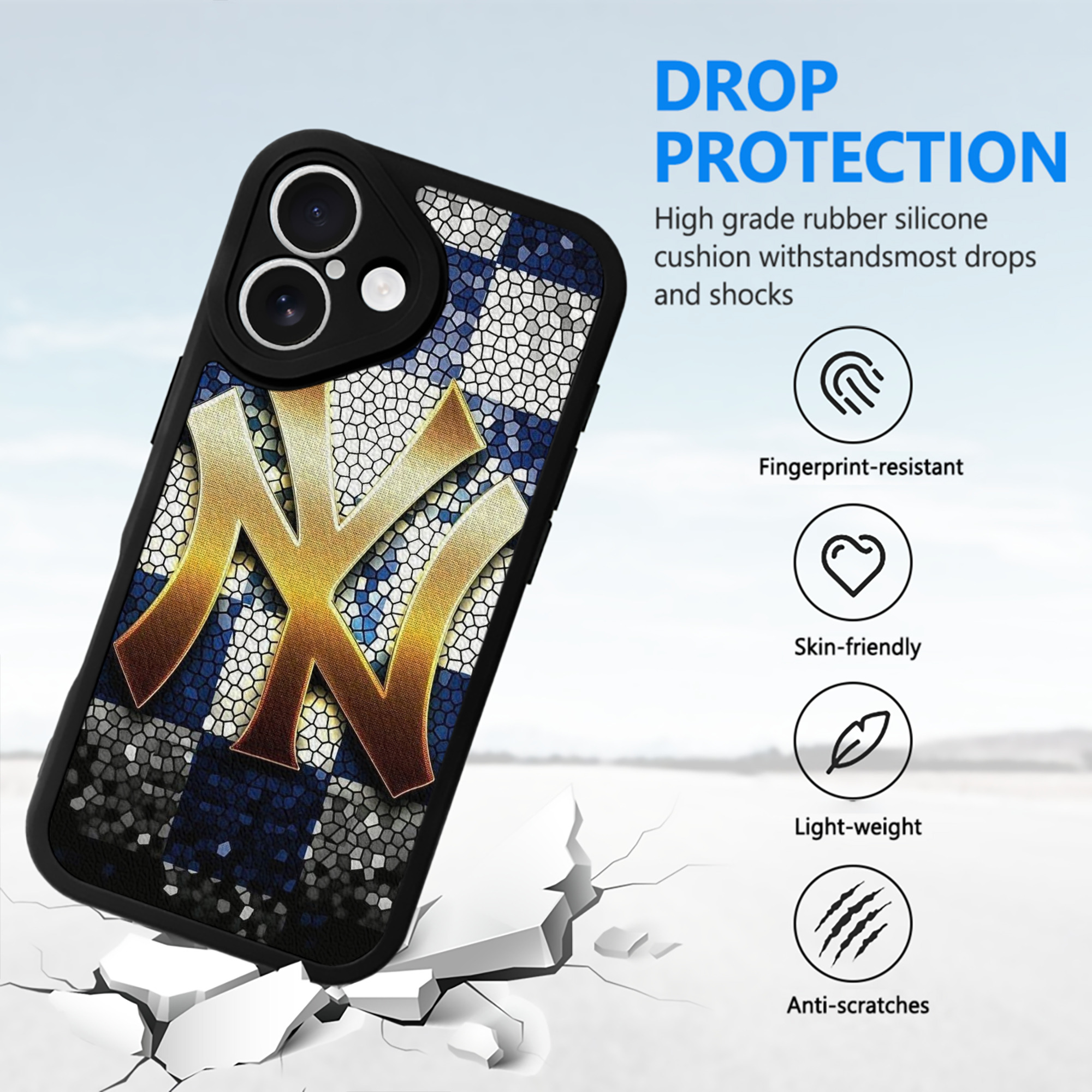 New York Yankees 129 IPhone 16 Silicone Leather Case – UV Print, Lambskin Texture – Perfect Fit, Wireless Charging Compatible, Scratch Resistant, Precise Cutouts – Stylish Protection For IPhone 16