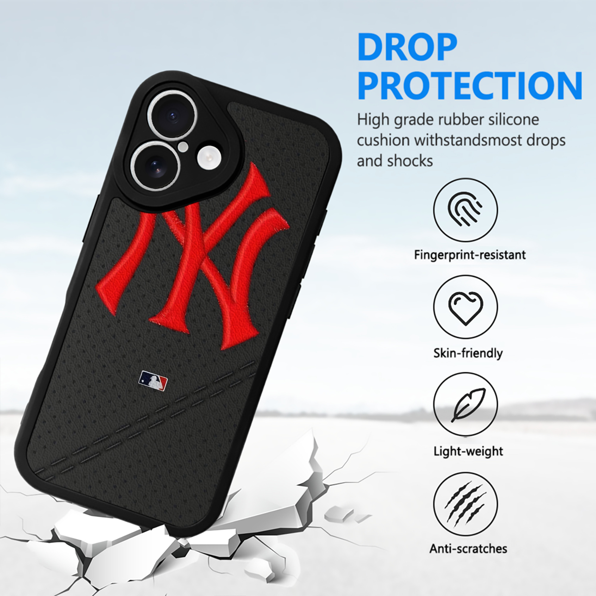 New York Yankees 121 IPhone 16 Silicone Leather Case – UV Print, Lambskin Texture – Perfect Fit, Wireless Charging Compatible, Scratch Resistant, Precise Cutouts – Stylish Protection For IPhone 16