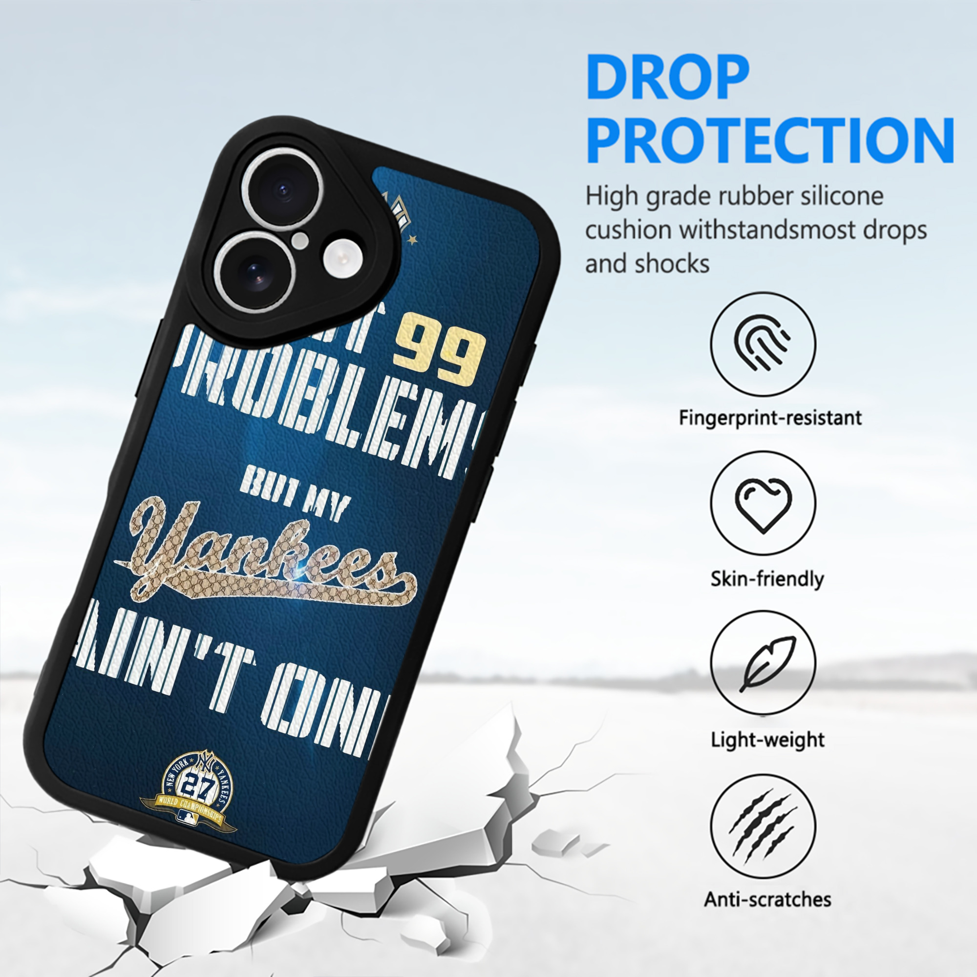 New York Yankees 140 IPhone 16 Silicone Leather Case – UV Print, Lambskin Texture – Perfect Fit, Wireless Charging Compatible, Scratch Resistant, Precise Cutouts – Stylish Protection For IPhone 16