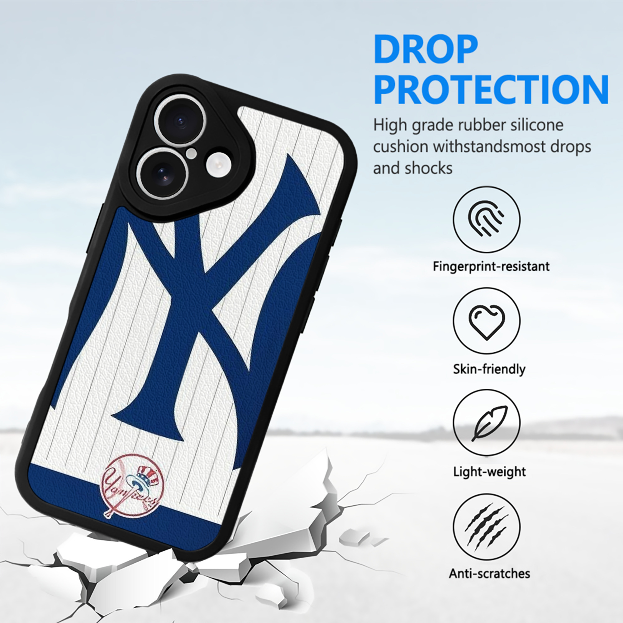 New York Yankees 134 IPhone 16 Silicone Leather Case – UV Print, Lambskin Texture – Perfect Fit, Wireless Charging Compatible, Scratch Resistant, Precise Cutouts – Stylish Protection For IPhone 16