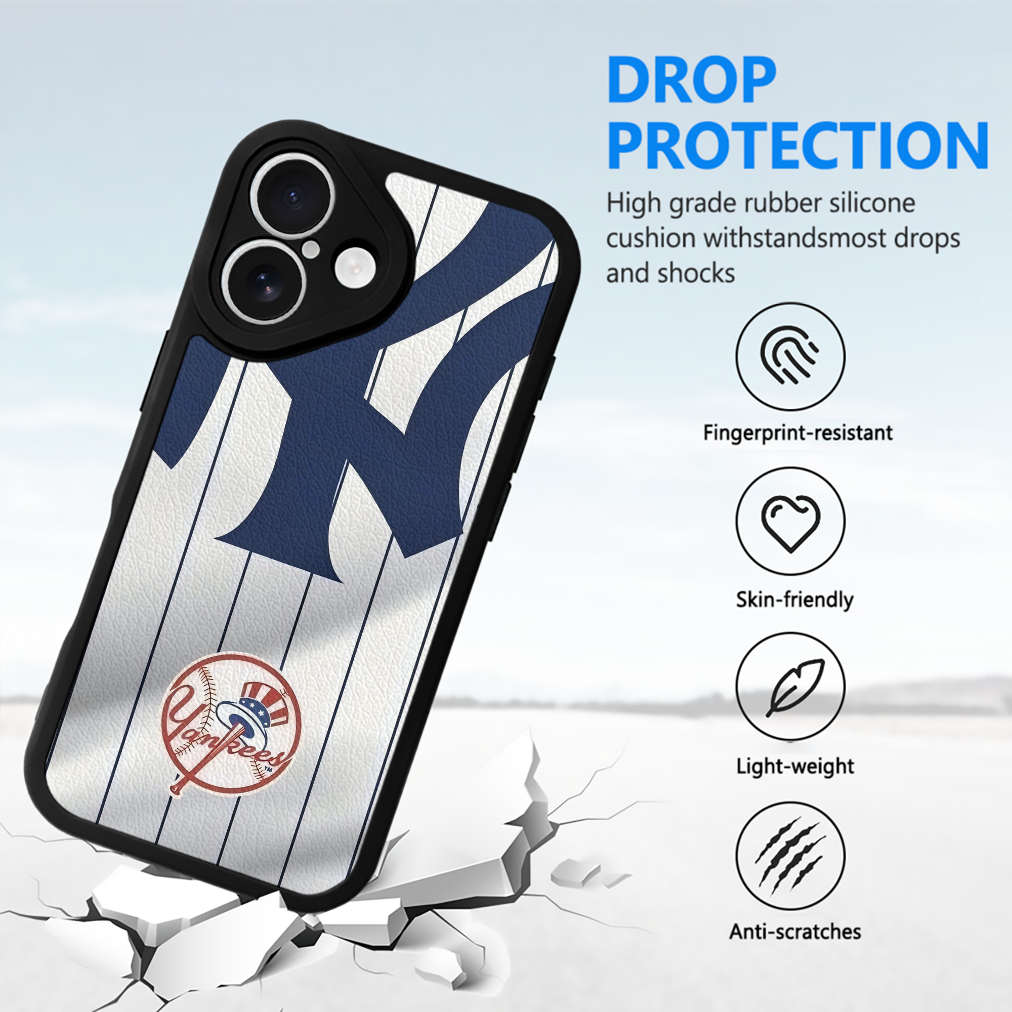 New York Yankees 126 IPhone 16 Silicone Leather Case – UV Print, Lambskin Texture – Perfect Fit, Wireless Charging Compatible, Scratch Resistant, Precise Cutouts – Stylish Protection For IPhone 16