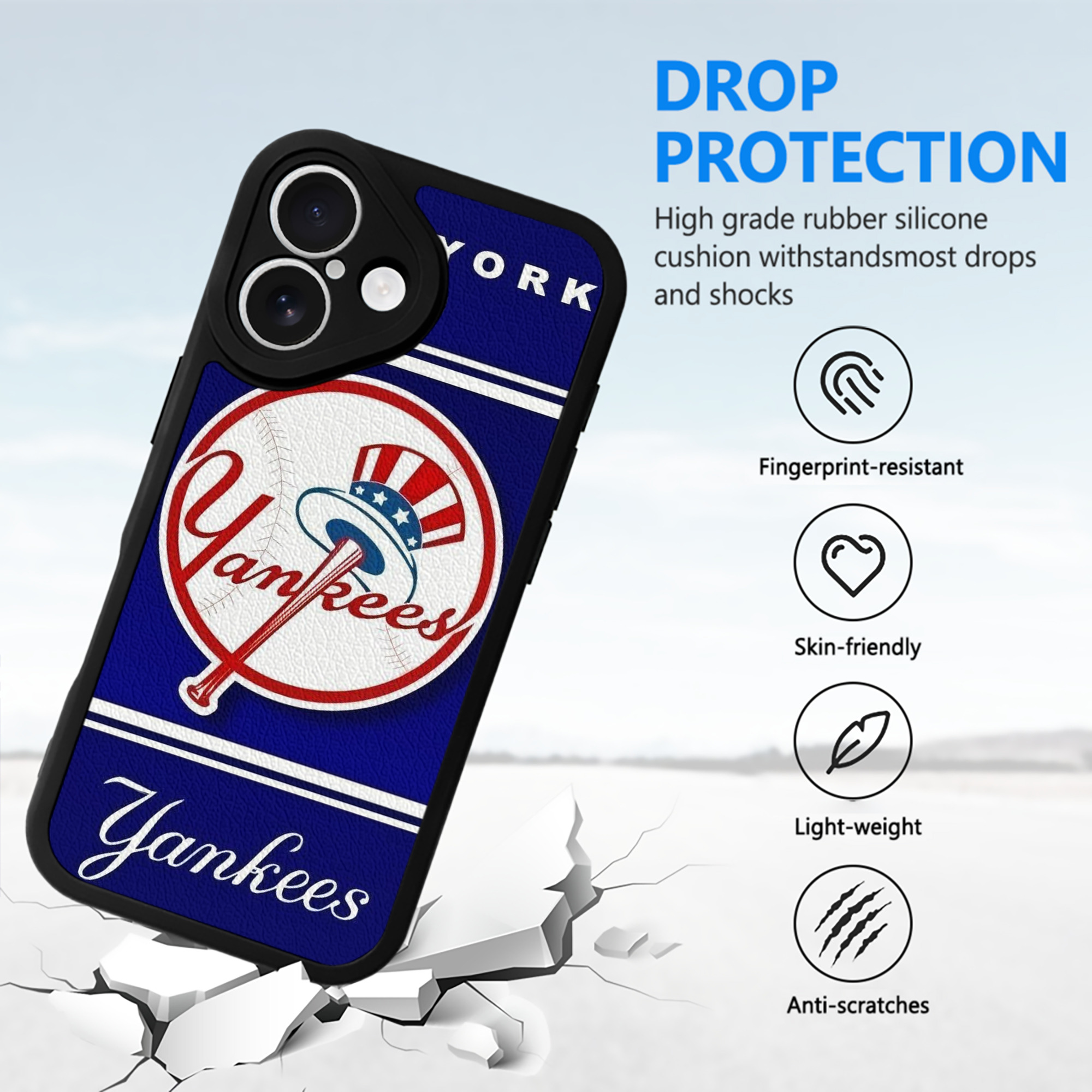 New York Yankees 139 IPhone 16 Silicone Leather Case – UV Print, Lambskin Texture – Perfect Fit, Wireless Charging Compatible, Scratch Resistant, Precise Cutouts – Stylish Protection For IPhone 16