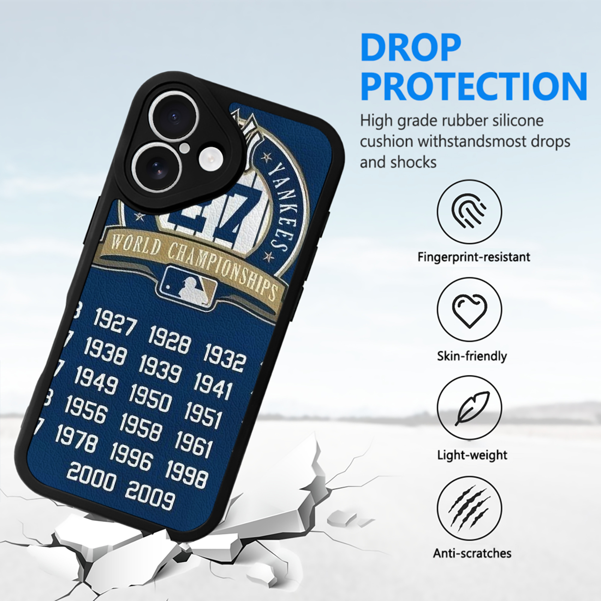 New York Yankees 144 IPhone 16 Silicone Leather Case – UV Print, Lambskin Texture – Perfect Fit, Wireless Charging Compatible, Scratch Resistant, Precise Cutouts – Stylish Protection For IPhone 16