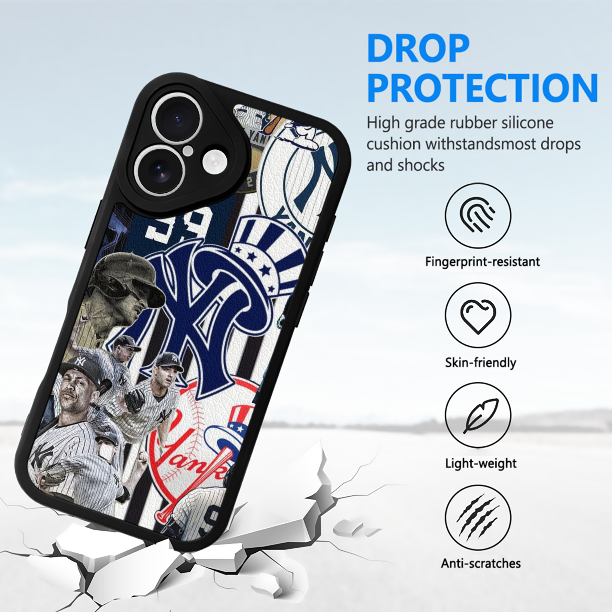 New York Yankees 138 IPhone 16 Silicone Leather Case – UV Print, Lambskin Texture – Perfect Fit, Wireless Charging Compatible, Scratch Resistant, Precise Cutouts – Stylish Protection For IPhone 16