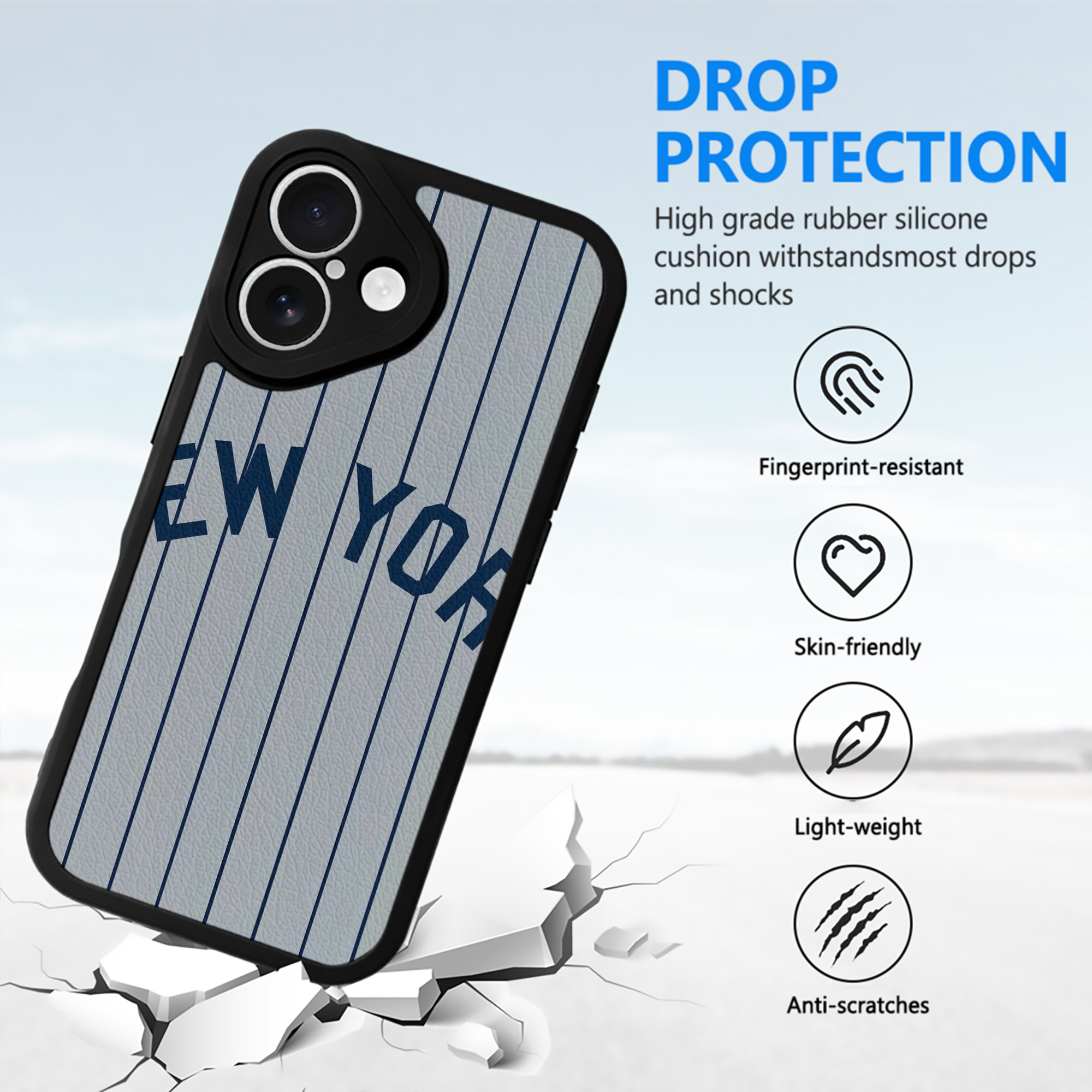 New York Yankees 159 IPhone 16 Silicone Leather Case – UV Print, Lambskin Texture – Perfect Fit, Wireless Charging Compatible, Scratch Resistant, Precise Cutouts – Stylish Protection For IPhone 16