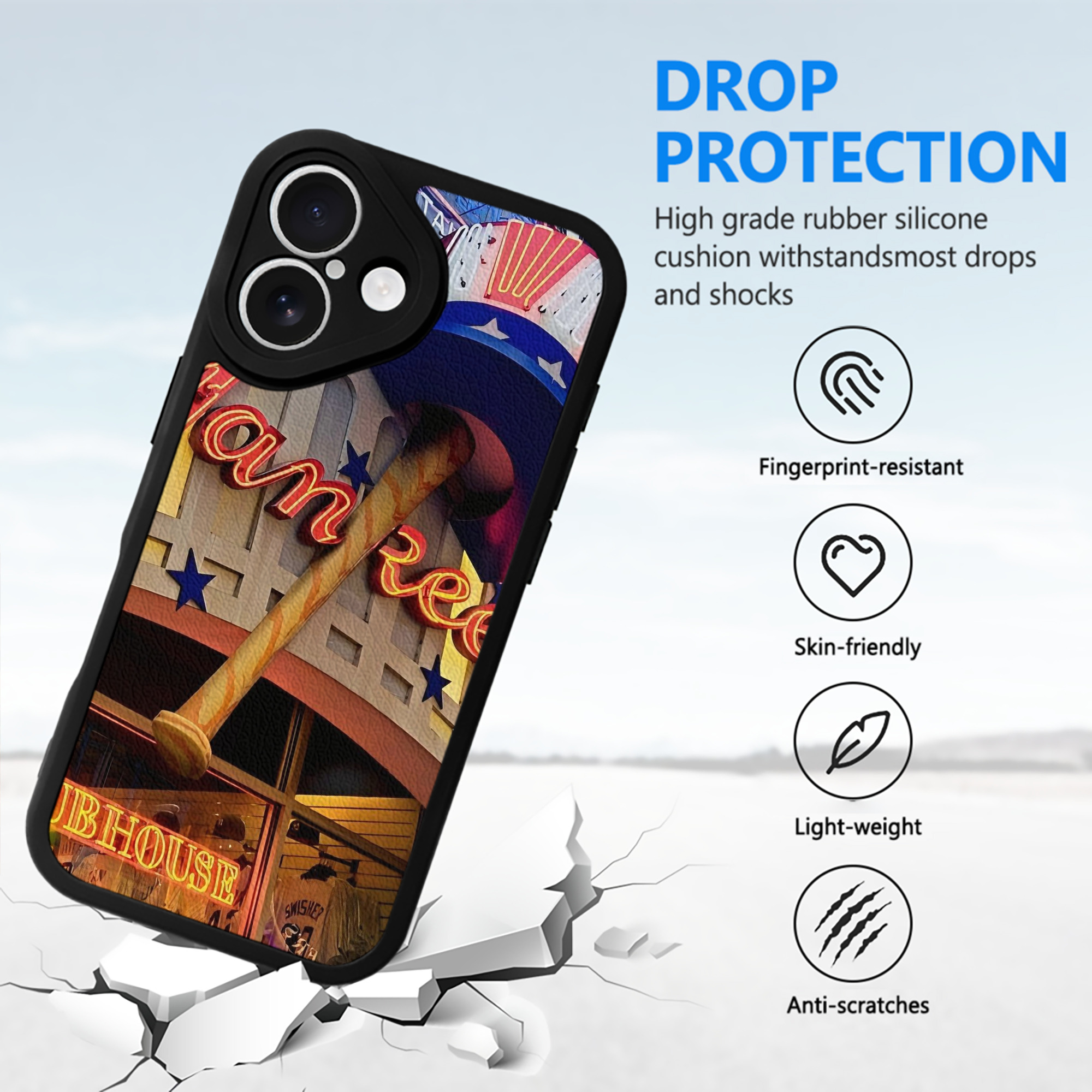 New York Yankees 178 IPhone 16 Silicone Leather Case – UV Print, Lambskin Texture – Perfect Fit, Wireless Charging Compatible, Scratch Resistant, Precise Cutouts – Stylish Protection For IPhone 16