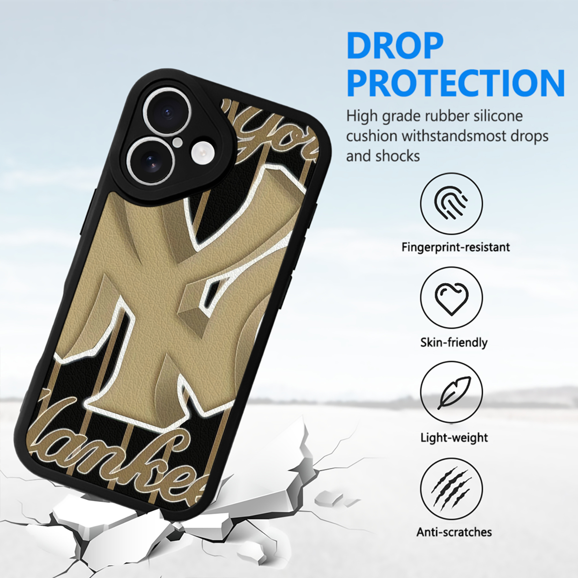 New York Yankees 185 IPhone 16 Silicone Leather Case – UV Print, Lambskin Texture – Perfect Fit, Wireless Charging Compatible, Scratch Resistant, Precise Cutouts – Stylish Protection For IPhone 16