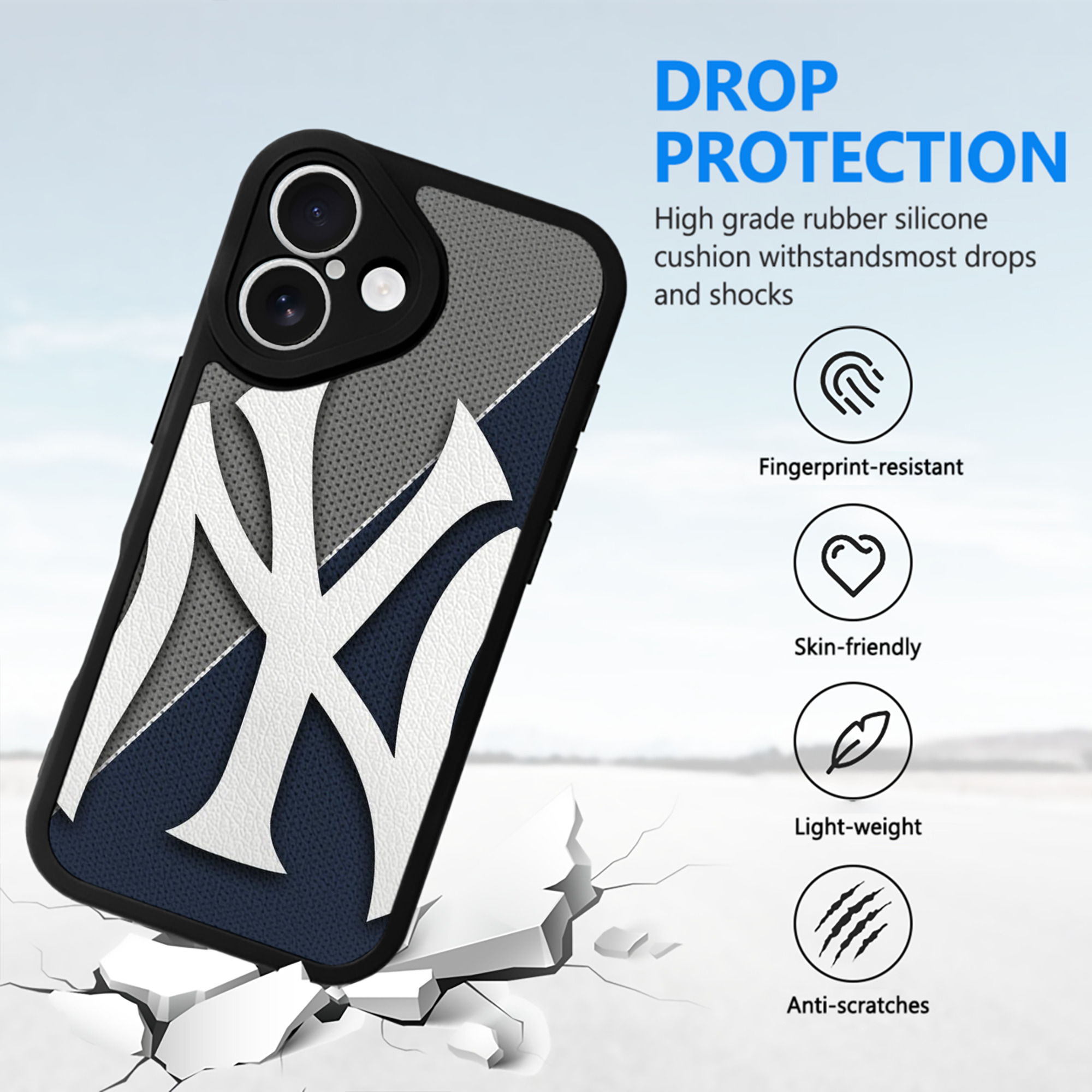 New York Yankees 177 IPhone 16 Silicone Leather Case – UV Print, Lambskin Texture – Perfect Fit, Wireless Charging Compatible, Scratch Resistant, Precise Cutouts – Stylish Protection For IPhone 16