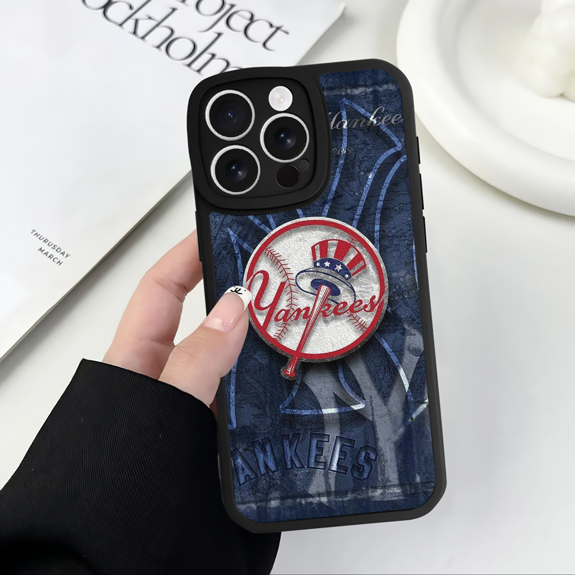 New York Yankees 190 IPhone 16 Silicone Leather Case – UV Print, Lambskin Texture – Perfect Fit, Wireless Charging Compatible, Scratch Resistant, Precise Cutouts – Stylish Protection For IPhone 16