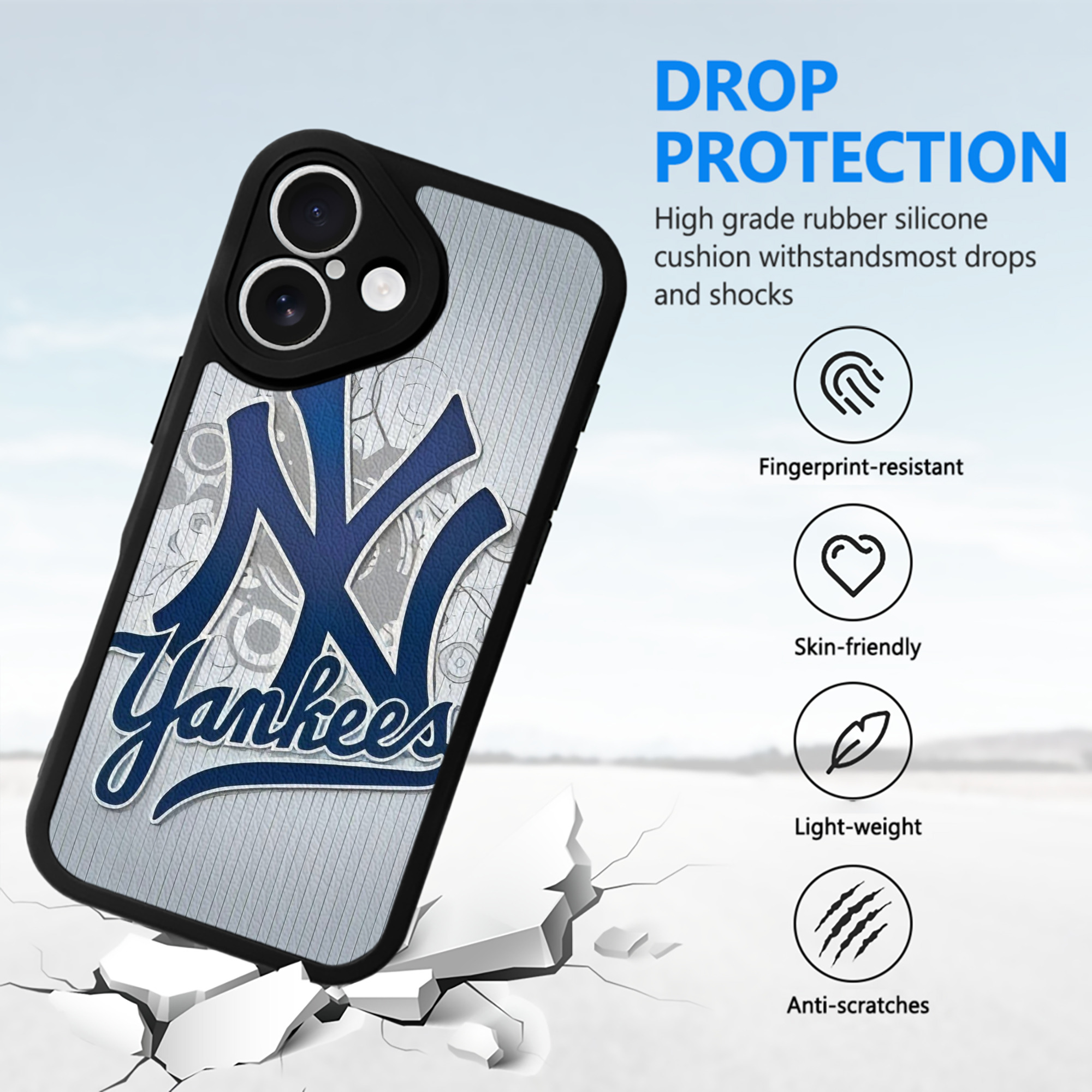 New York Yankees 181 IPhone 16 Silicone Leather Case – UV Print, Lambskin Texture – Perfect Fit, Wireless Charging Compatible, Scratch Resistant, Precise Cutouts – Stylish Protection For IPhone 16