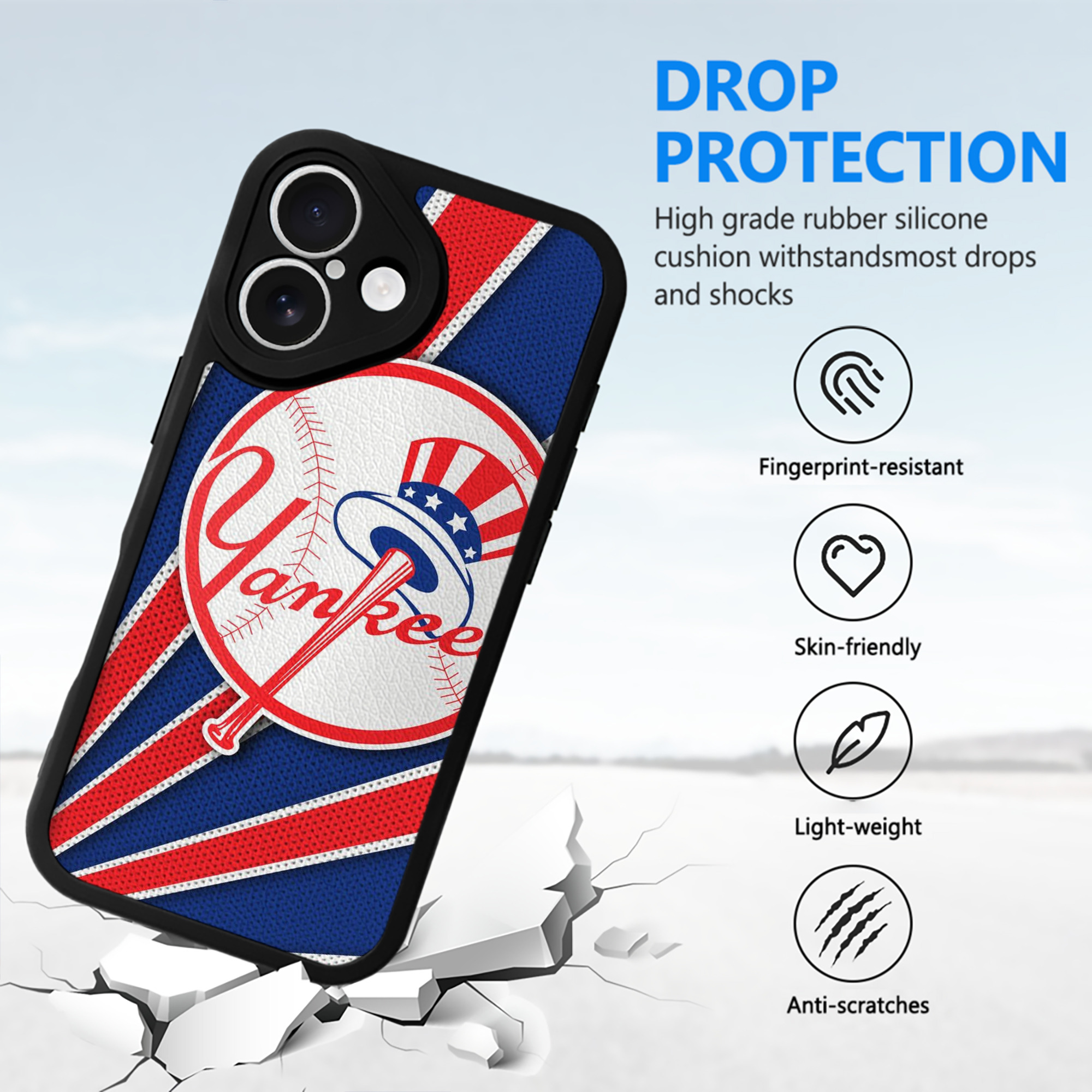 New York Yankees 182 IPhone 16 Silicone Leather Case – UV Print, Lambskin Texture – Perfect Fit, Wireless Charging Compatible, Scratch Resistant, Precise Cutouts – Stylish Protection For IPhone 16