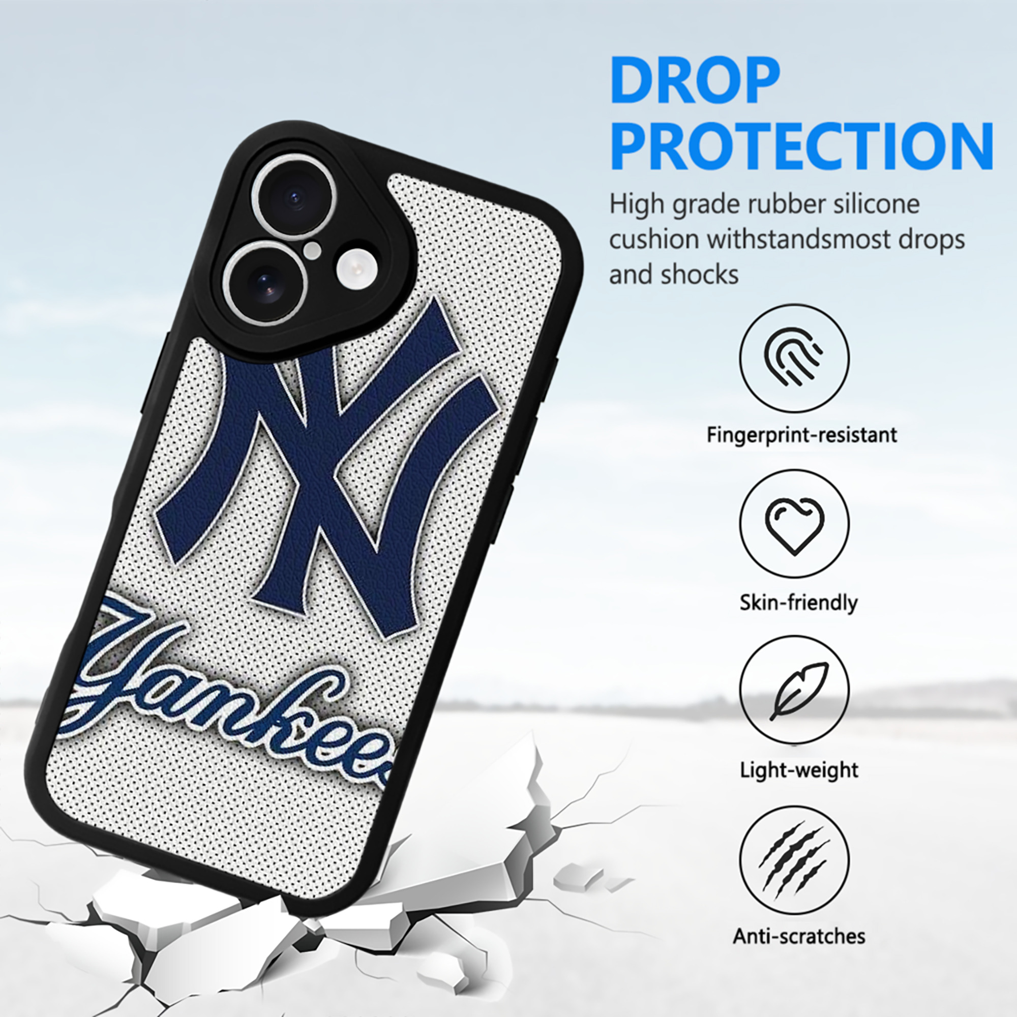 New York Yankees 192 IPhone 16 Silicone Leather Case – UV Print, Lambskin Texture – Perfect Fit, Wireless Charging Compatible, Scratch Resistant, Precise Cutouts – Stylish Protection For IPhone 16