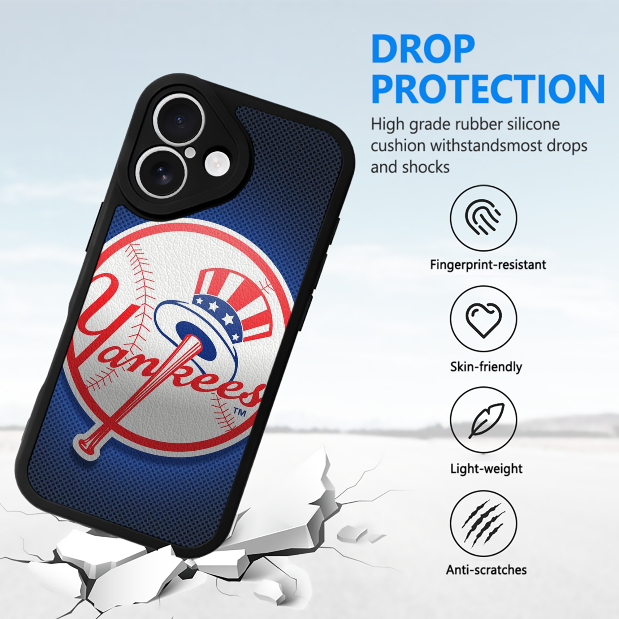 New York Yankees 193 IPhone 16 Silicone Leather Case – UV Print, Lambskin Texture – Perfect Fit, Wireless Charging Compatible, Scratch Resistant, Precise Cutouts – Stylish Protection For IPhone 16