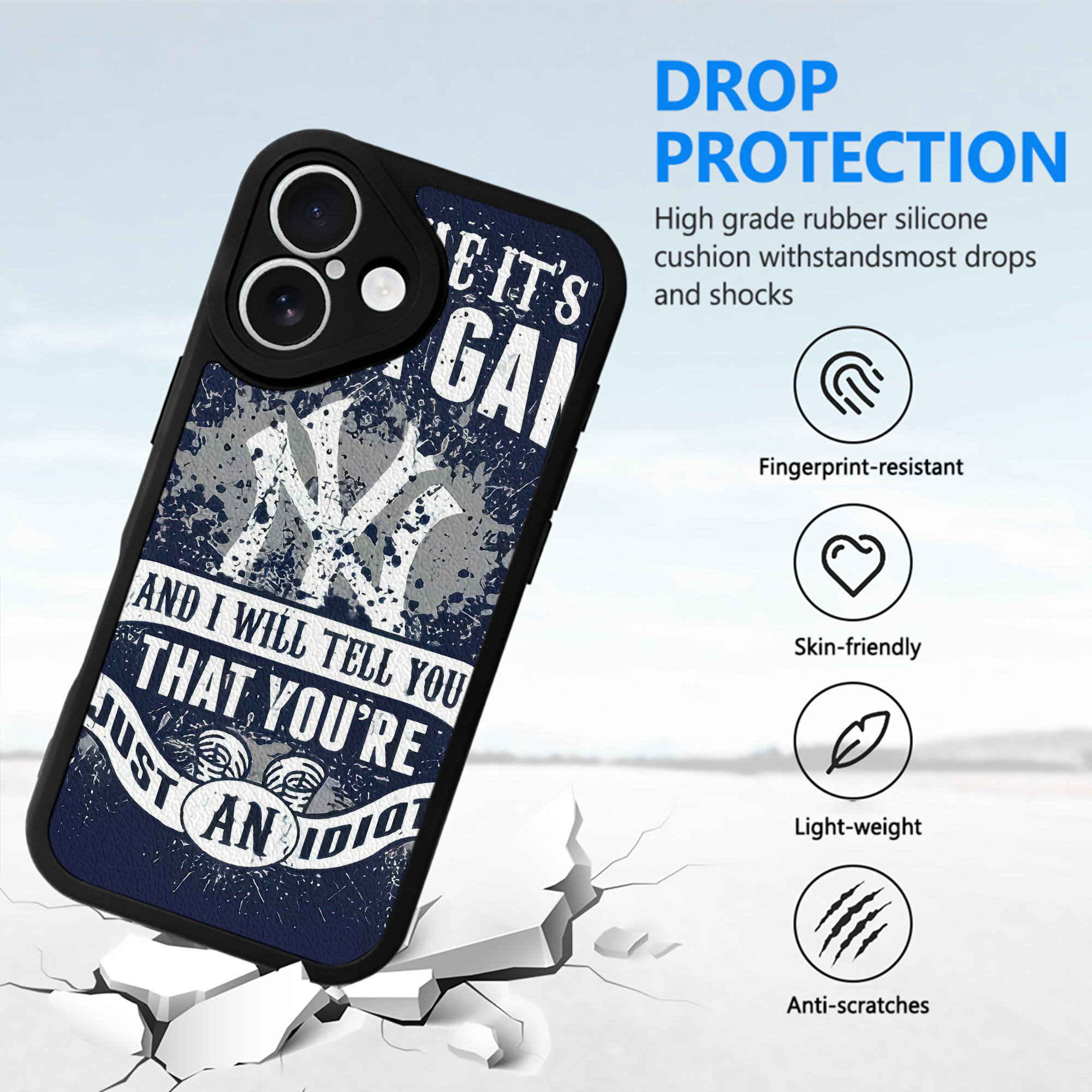 New York Yankees 322 IPhone 16 Silicone Leather Case – UV Print, Lambskin Texture – Perfect Fit, Wireless Charging Compatible, Scratch Resistant, Precise Cutouts – Stylish Protection For IPhone 16