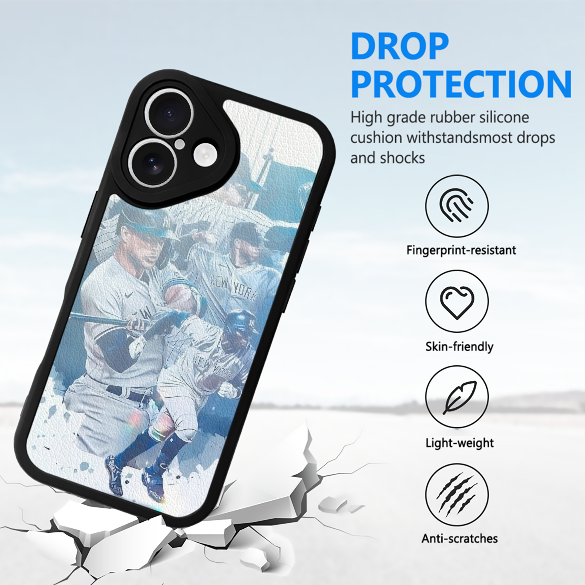 New York Yankees 329 IPhone 16 Silicone Leather Case – UV Print, Lambskin Texture – Perfect Fit, Wireless Charging Compatible, Scratch Resistant, Precise Cutouts – Stylish Protection For IPhone 16