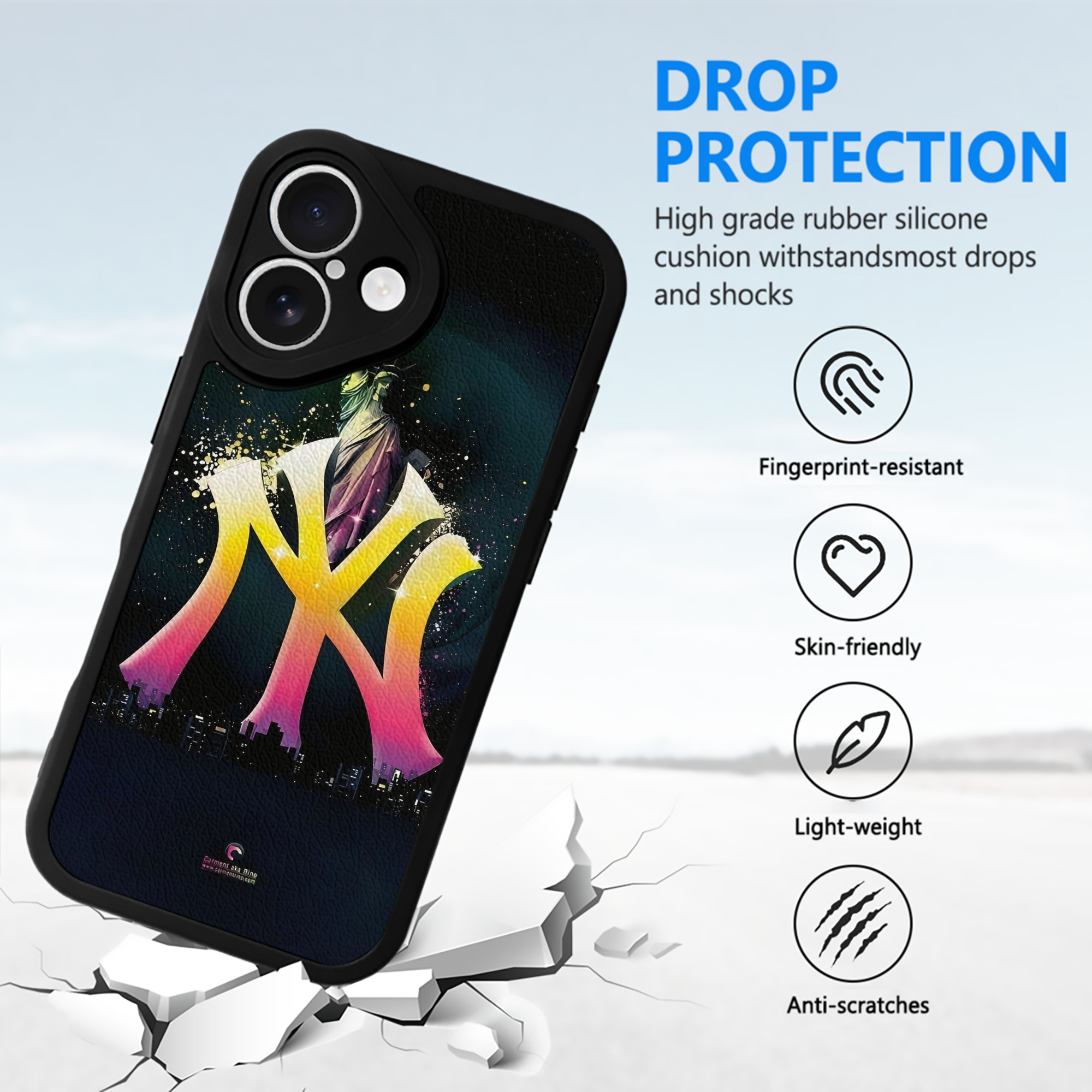 New York Yankees 335 IPhone 16 Silicone Leather Case – UV Print, Lambskin Texture – Perfect Fit, Wireless Charging Compatible, Scratch Resistant, Precise Cutouts – Stylish Protection For IPhone 16