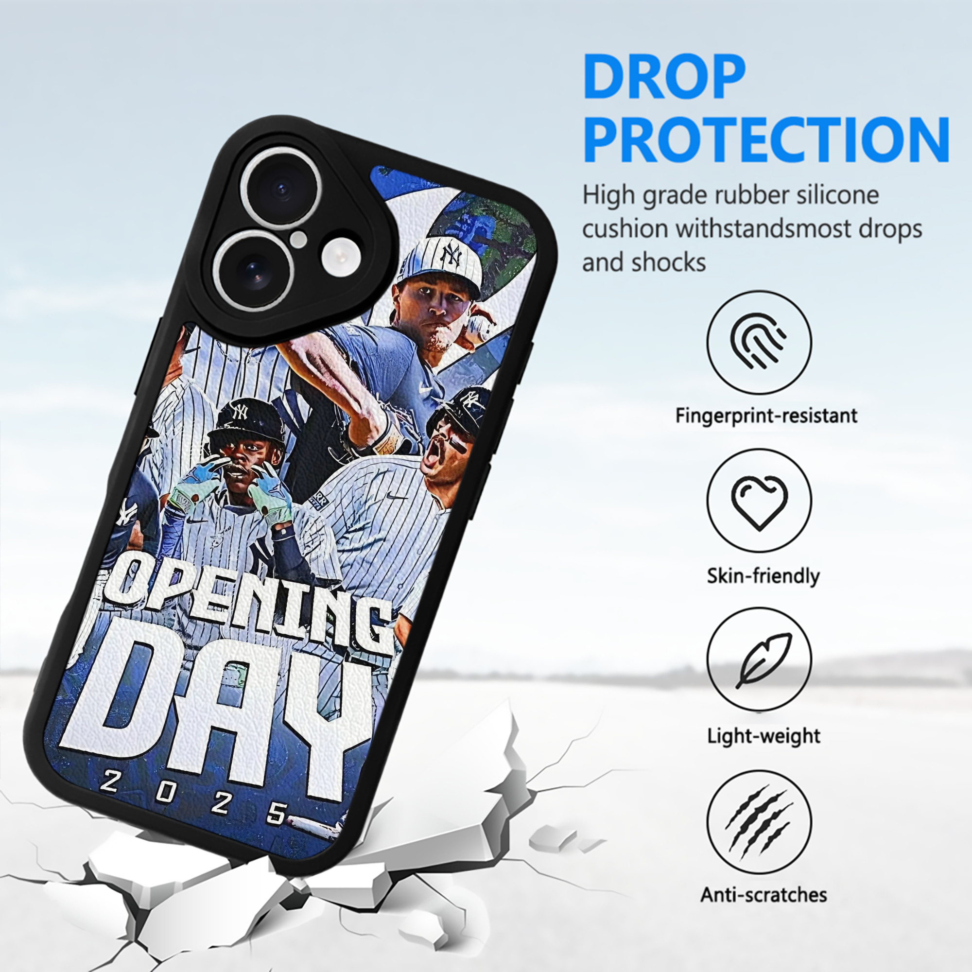 New York Yankees 215 IPhone 16 Silicone Leather Case – UV Print, Lambskin Texture – Perfect Fit, Wireless Charging Compatible, Scratch Resistant, Precise Cutouts – Stylish Protection For IPhone 16