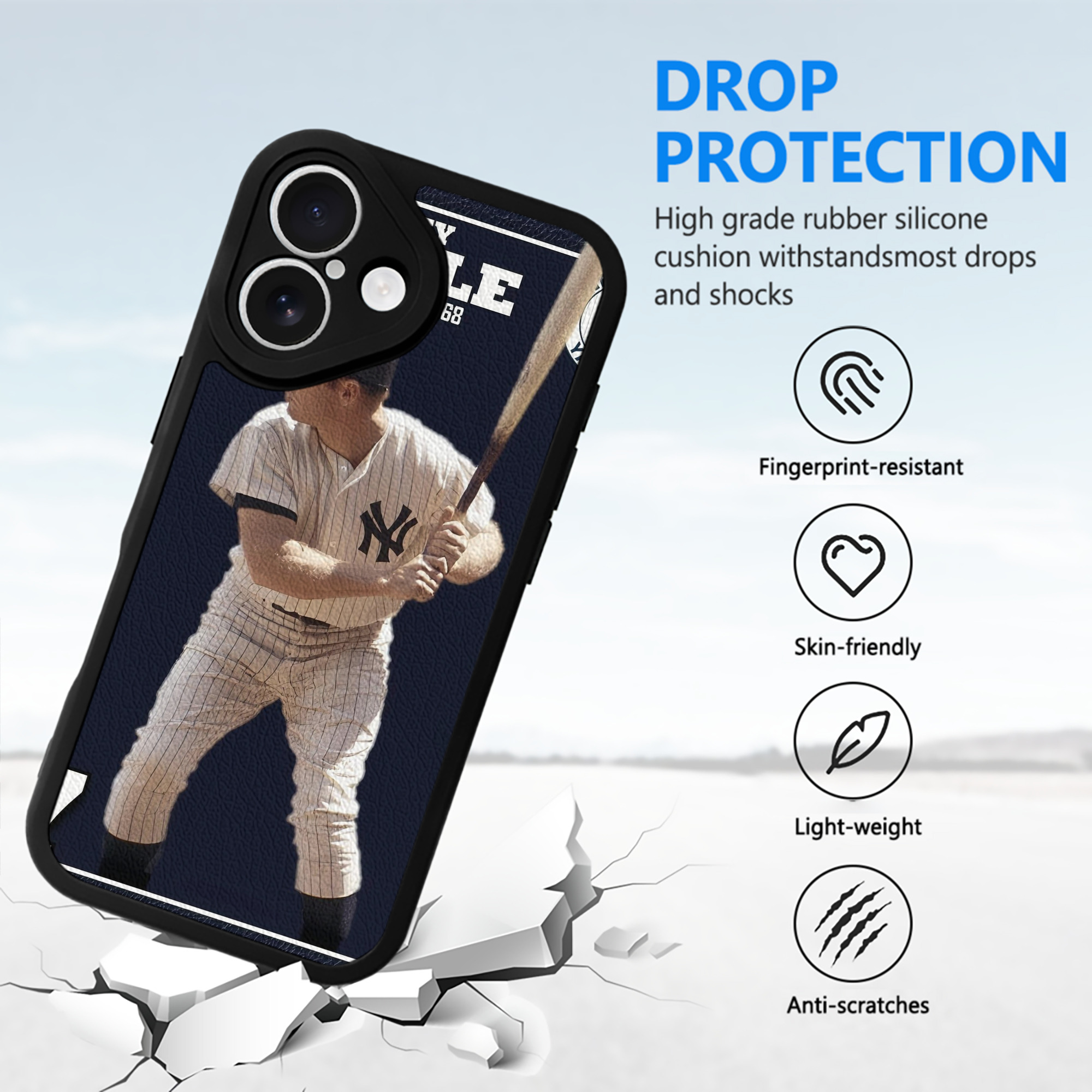 New York Yankees 344 IPhone 16 Silicone Leather Case – UV Print, Lambskin Texture – Perfect Fit, Wireless Charging Compatible, Scratch Resistant, Precise Cutouts – Stylish Protection For IPhone 16