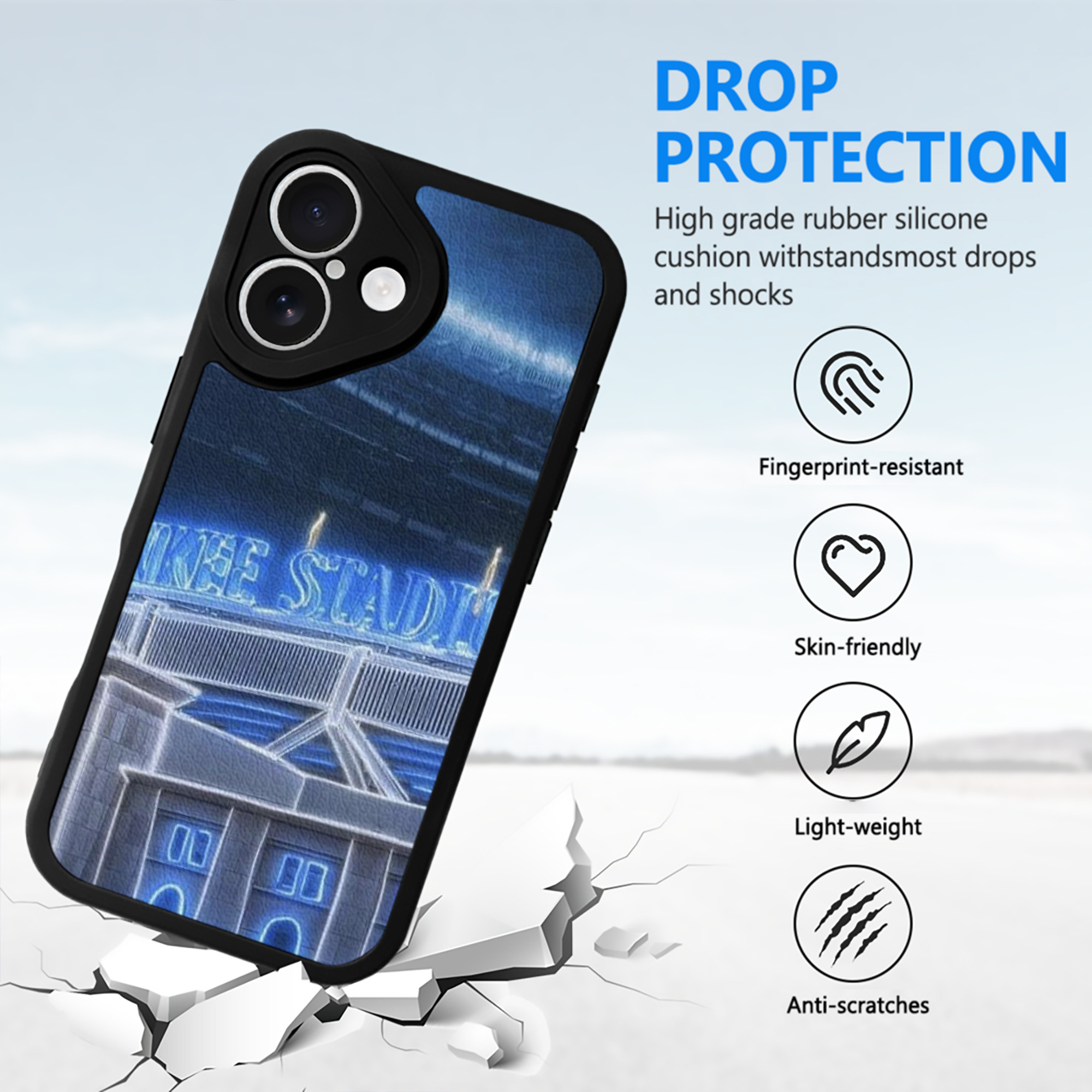 New York Yankees 328 IPhone 16 Silicone Leather Case – UV Print, Lambskin Texture – Perfect Fit, Wireless Charging Compatible, Scratch Resistant, Precise Cutouts – Stylish Protection For IPhone 16