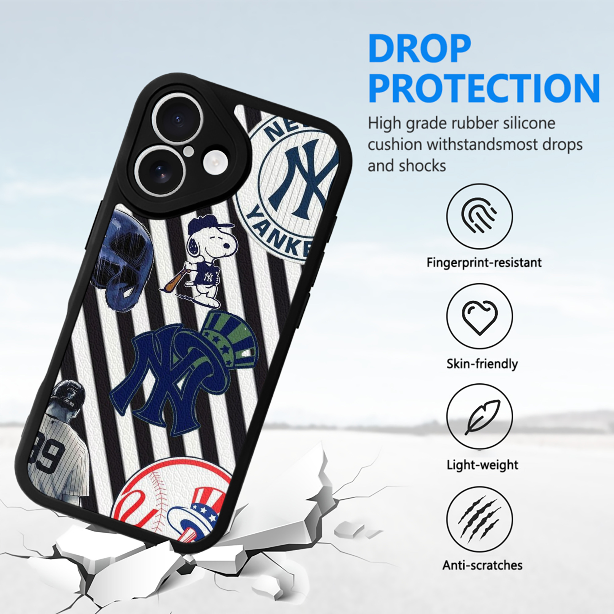 New York Yankees 231 IPhone 16 Silicone Leather Case – UV Print, Lambskin Texture – Perfect Fit, Wireless Charging Compatible, Scratch Resistant, Precise Cutouts – Stylish Protection For IPhone 16