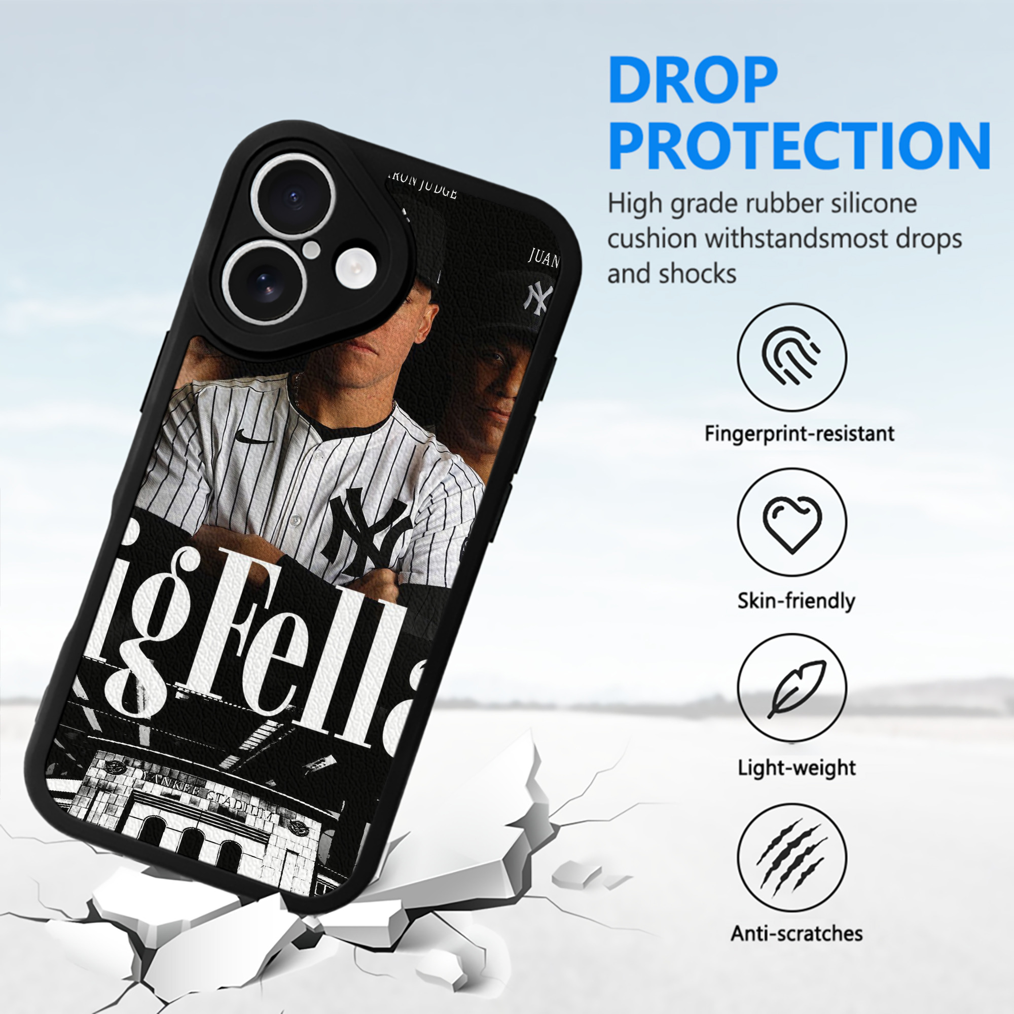 New York Yankees 341 IPhone 16 Silicone Leather Case – UV Print, Lambskin Texture – Perfect Fit, Wireless Charging Compatible, Scratch Resistant, Precise Cutouts – Stylish Protection For IPhone 16