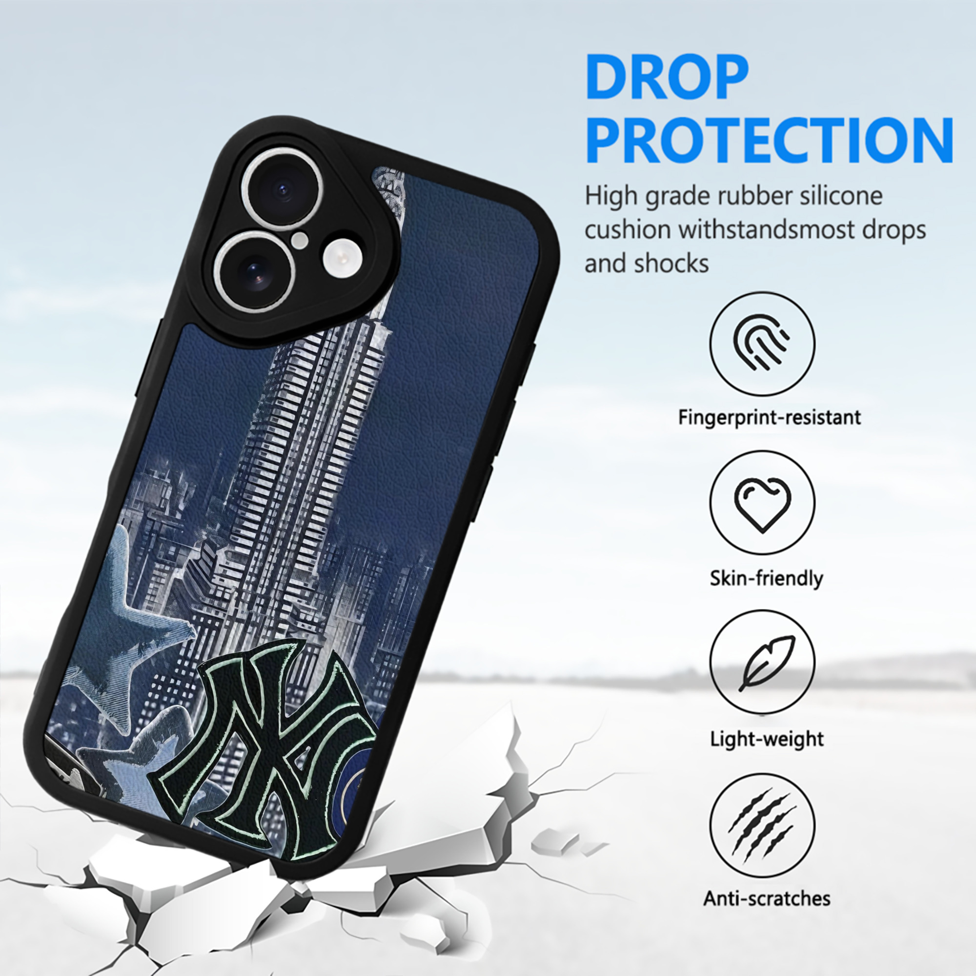 New York Yankees 331 IPhone 16 Silicone Leather Case – UV Print, Lambskin Texture – Perfect Fit, Wireless Charging Compatible, Scratch Resistant, Precise Cutouts – Stylish Protection For IPhone 16